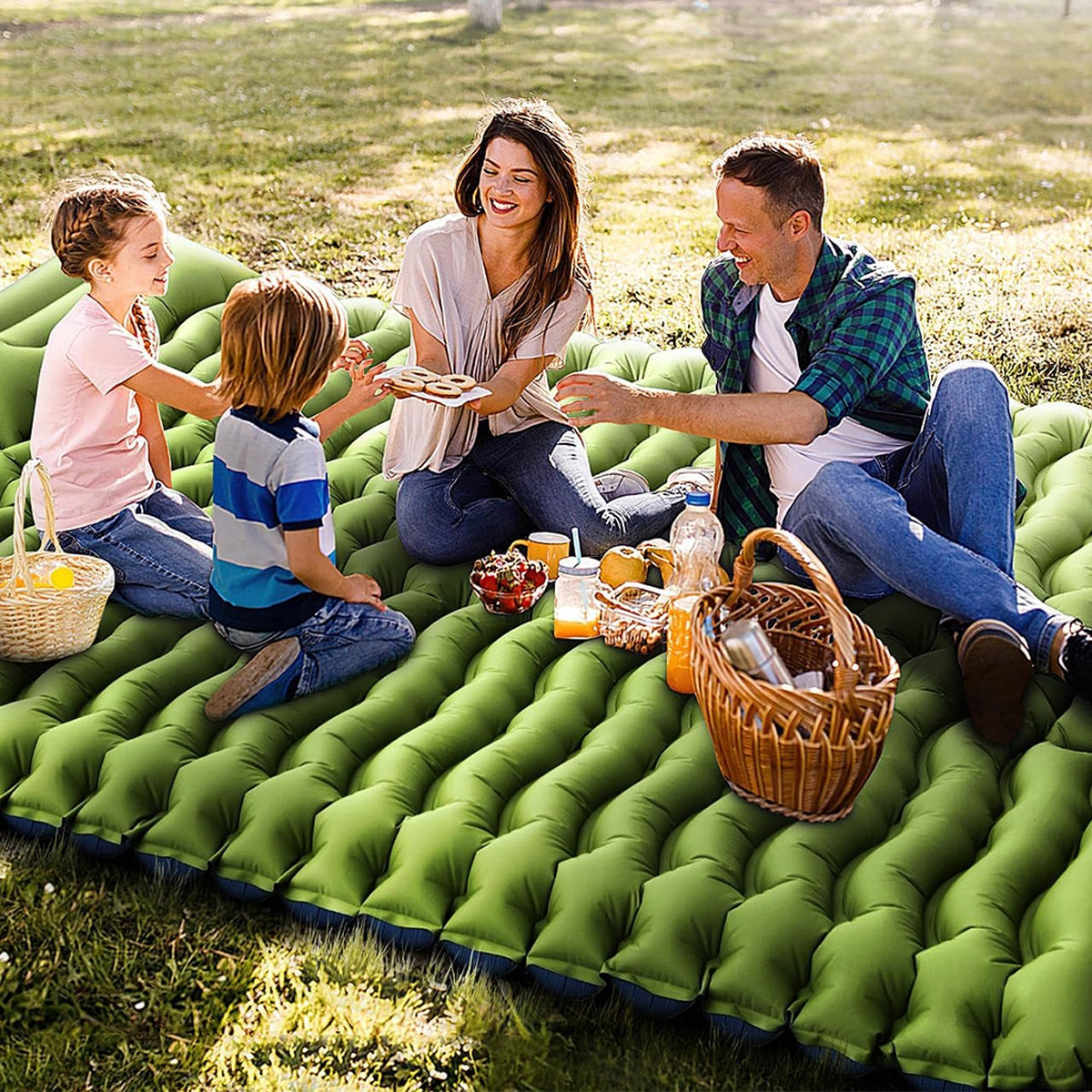 Double Mattress Mat Pumped Folding Hiking for Holiday Packaging status original
