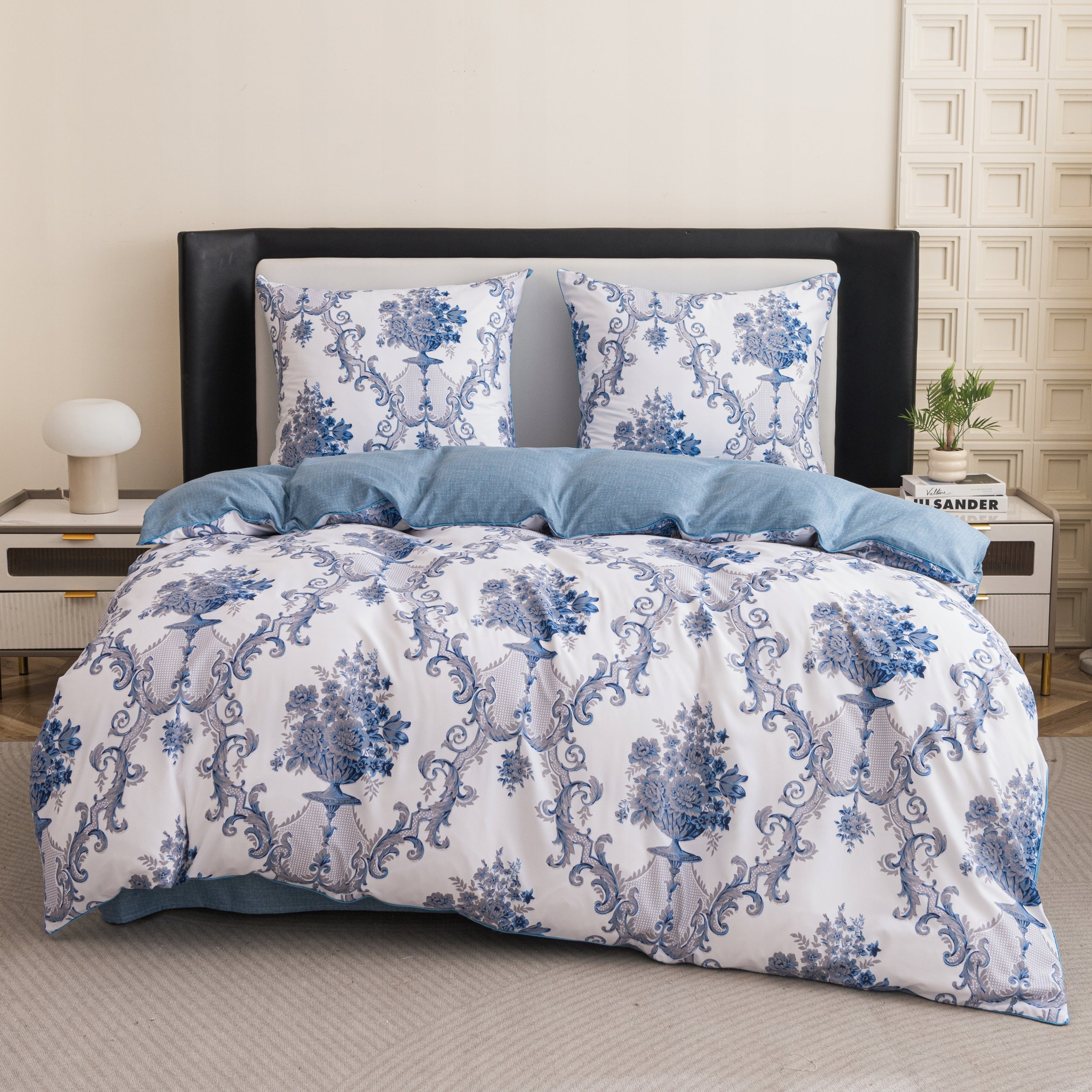 Double Sided Bedding 160x200 Microfiber With Ribbon 3 Pieces Elegant Pattern Packaging status original