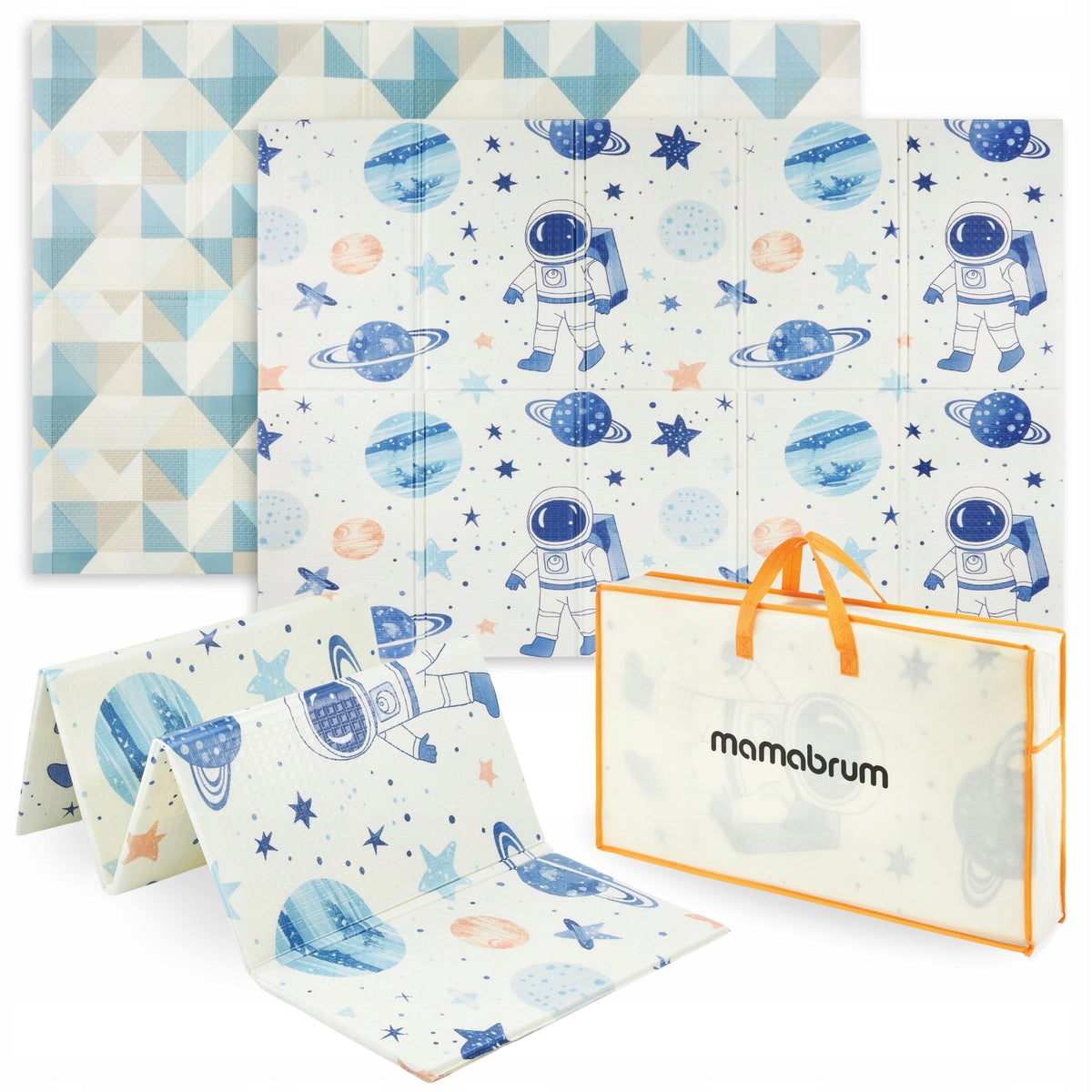 Double Sided Foam Mat Folding 180x120 Space Geometric Triangles