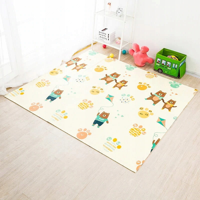 Double Sided Foam Mat Folding For Children 180x120cm Bears and Elephant Manufacturer code Mata edukacyjna 4411