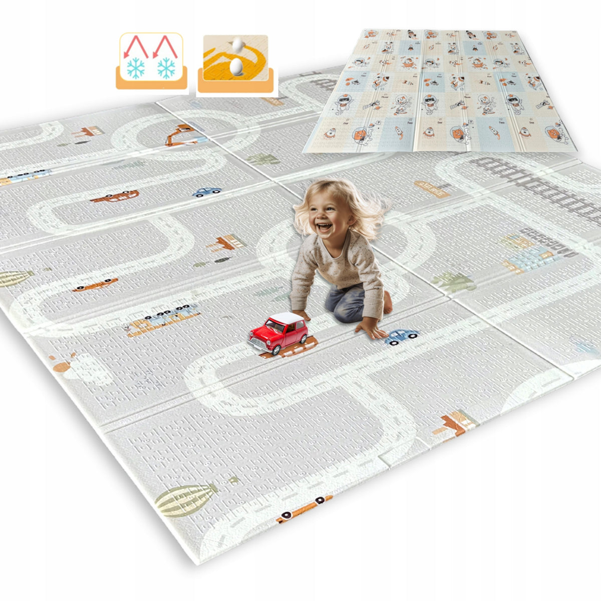 Double Sided Foam Mat Folding For Infants Educational Large 200x180cm