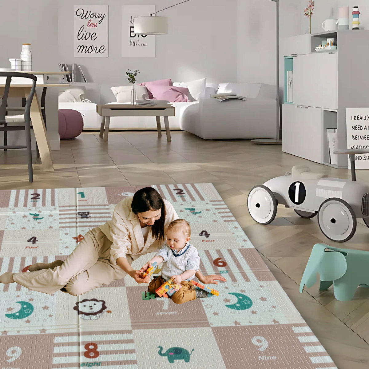 Double Sided Foam Mat Large Folding For Children Infants 180x150cm Carpet Manufacturer code Mata edukacyjna 7153