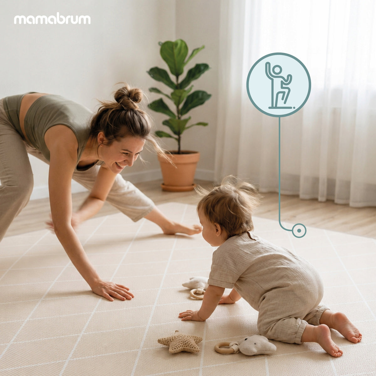 Double Sided Foam Mat for Kids – Charming Town / Sand Beige Manufacturer code MATA PIANKOWA R23