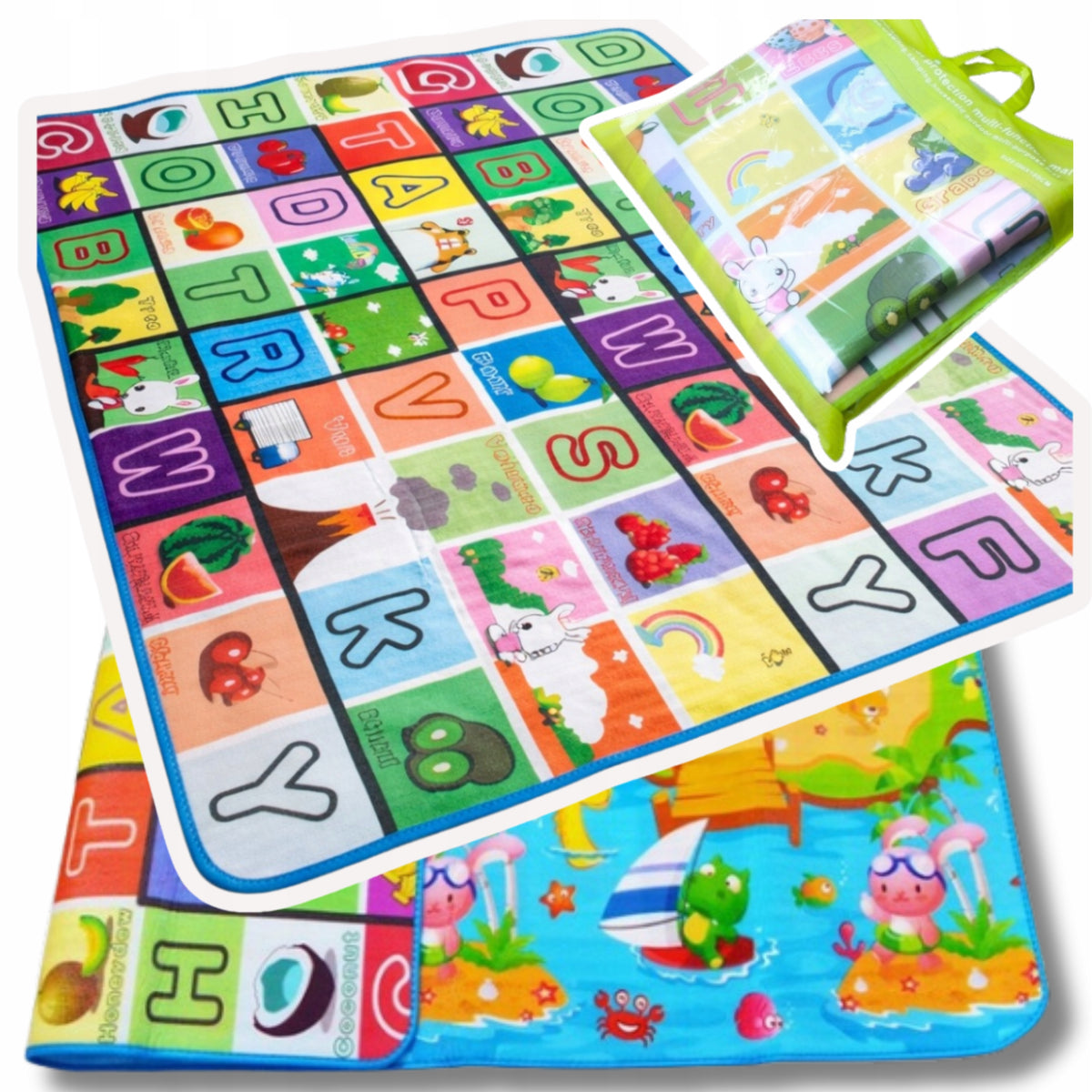 Double Sided Mat 180x200 cm Educational for Children Alphabet Folding XL Bag