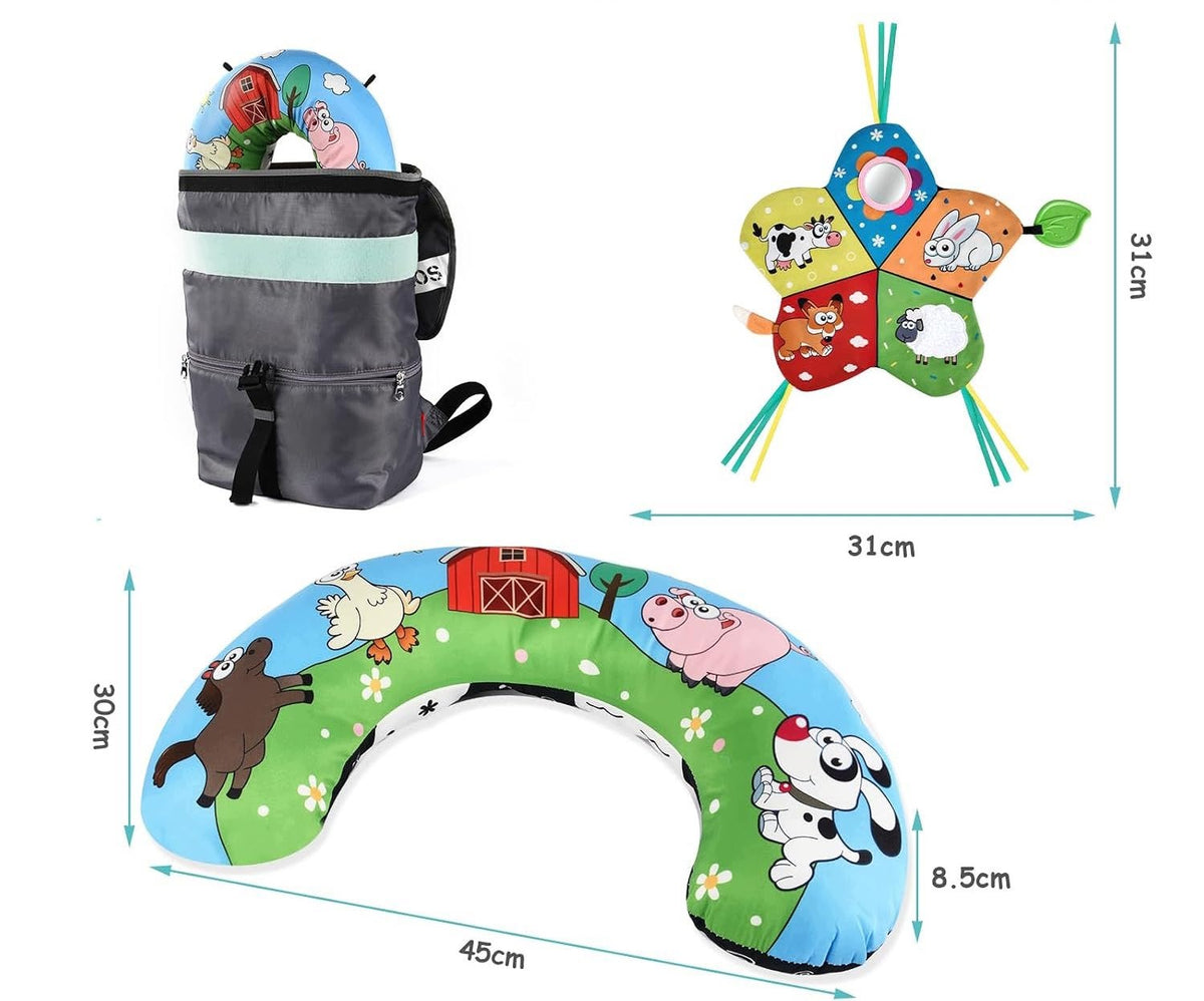 Double Sided Sensory Pillow for Infants with Pendant Mirror Teether Brand no brand