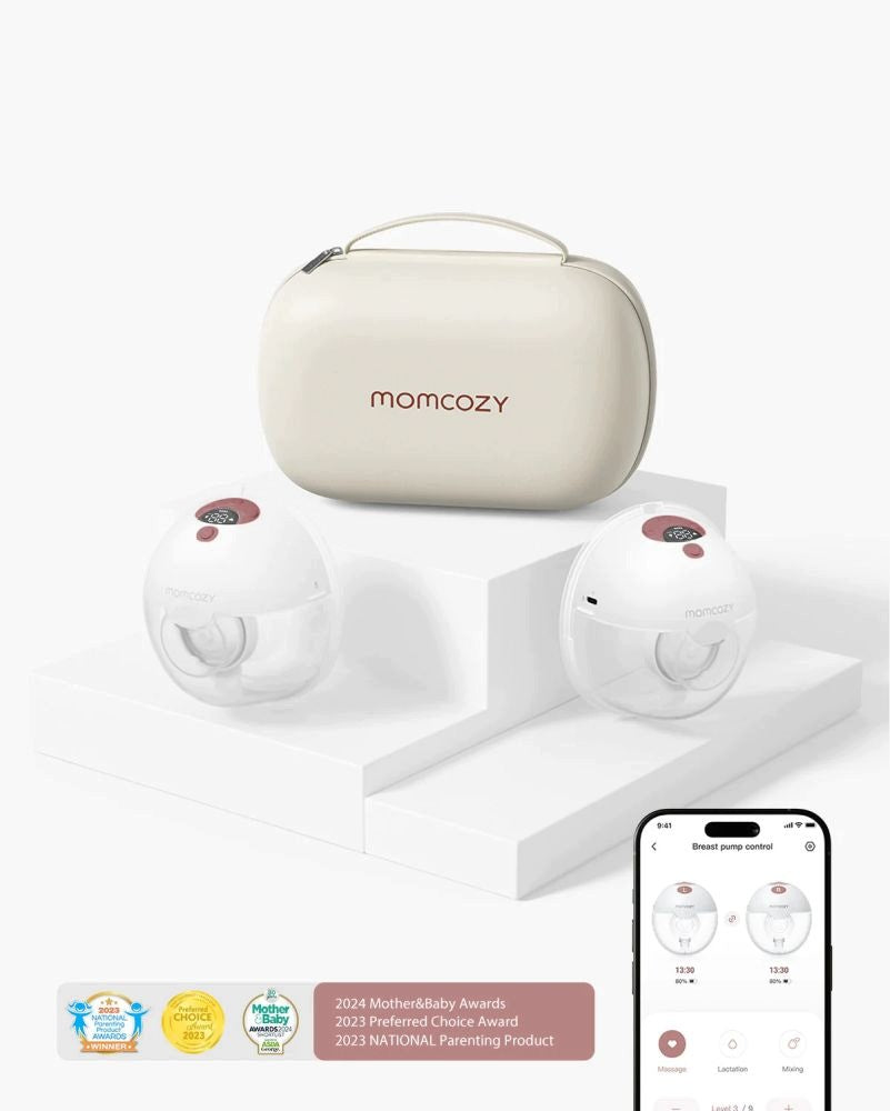 Double breast pump Momcozy Hands-free M5 Red, control via ap