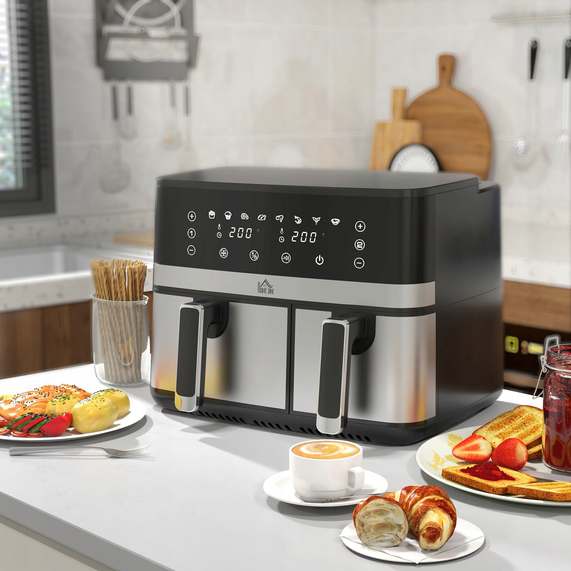 Double fryer 2700W, 8 functions, 41,8 cm x 39,2 cm x 31,1 cm Brand Homcom