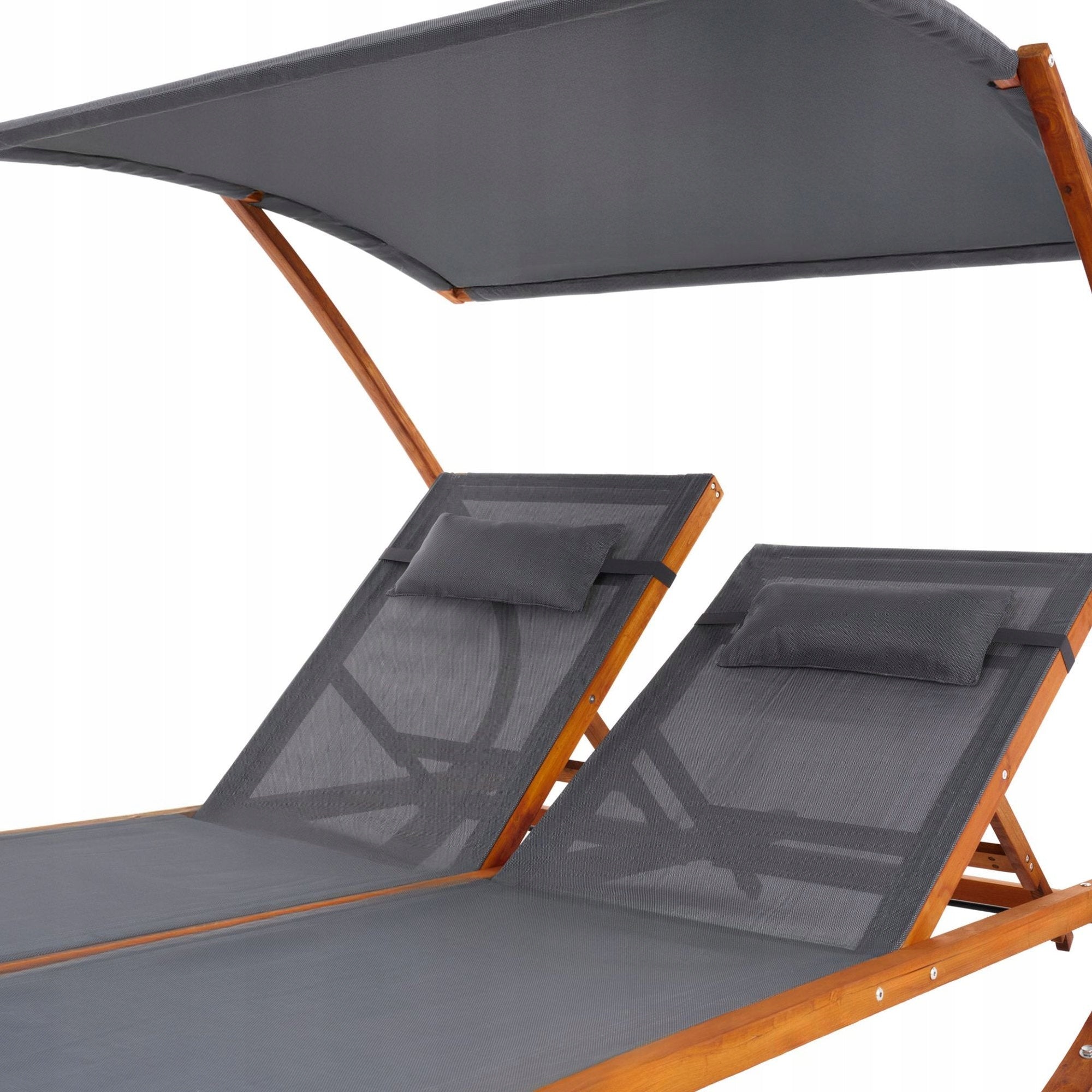 Double garden sun lounger 154x213x182 cm brown-grey Frame material wood