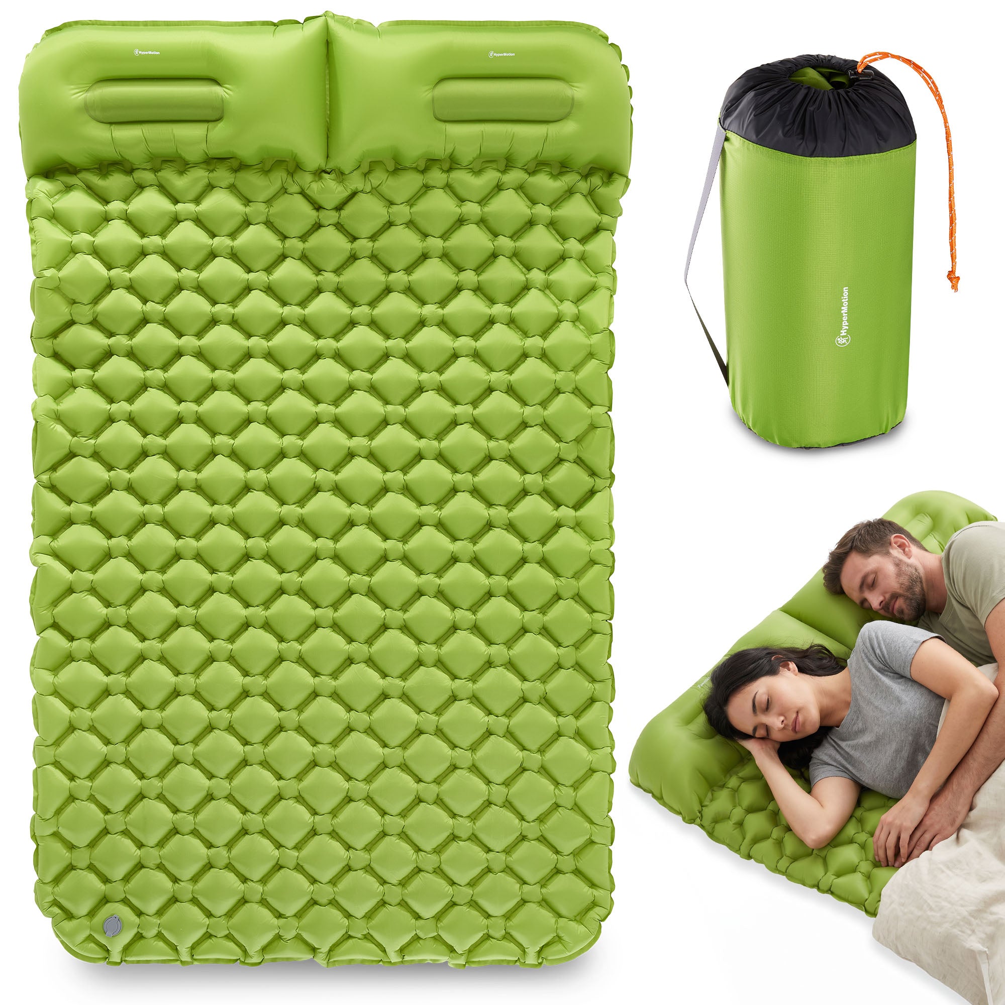Double inflatable mattress 190x120 cm ultralight HyperMotion green