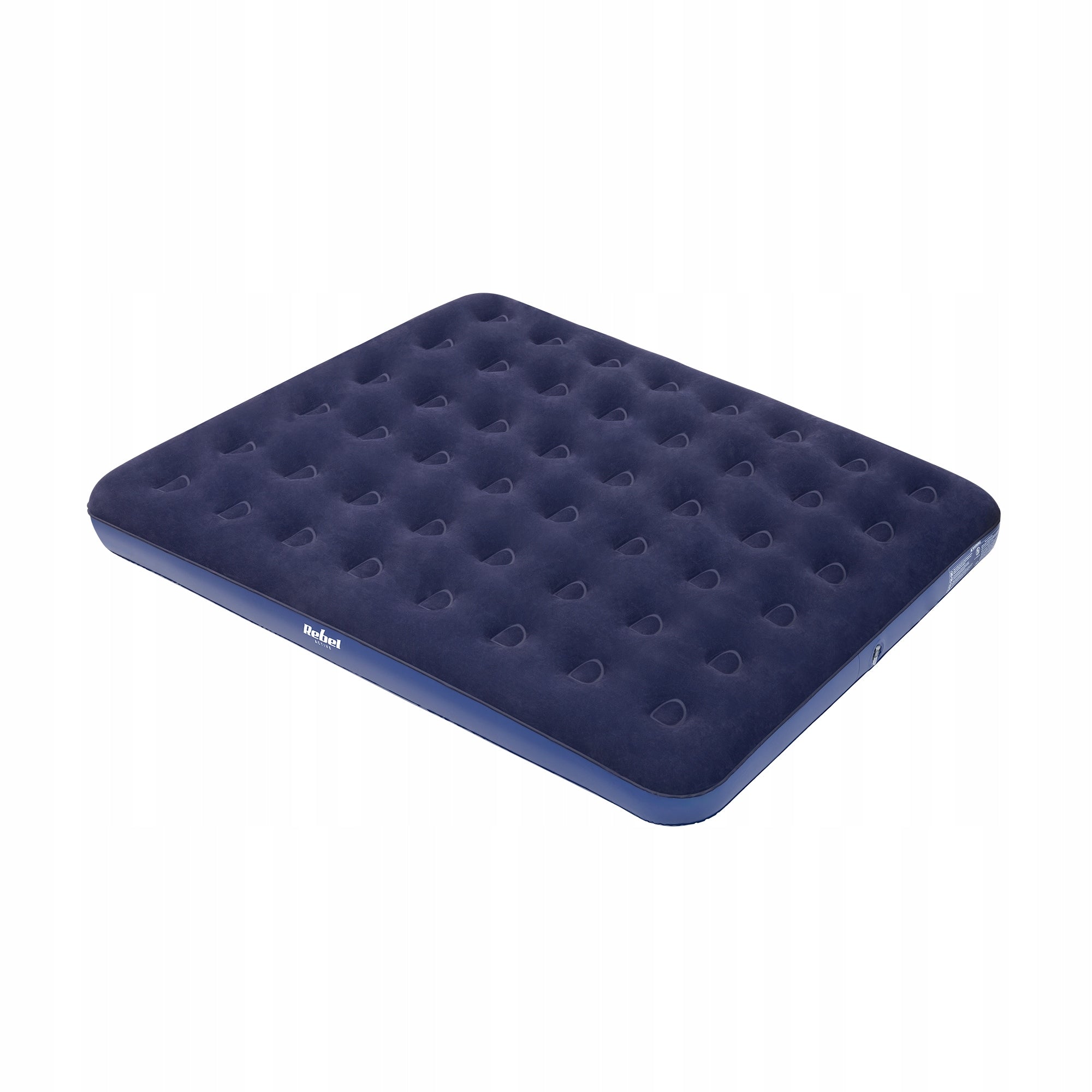 Double inflatable mattress for sleeping velour Rebel 203x152x22 cm Color blue