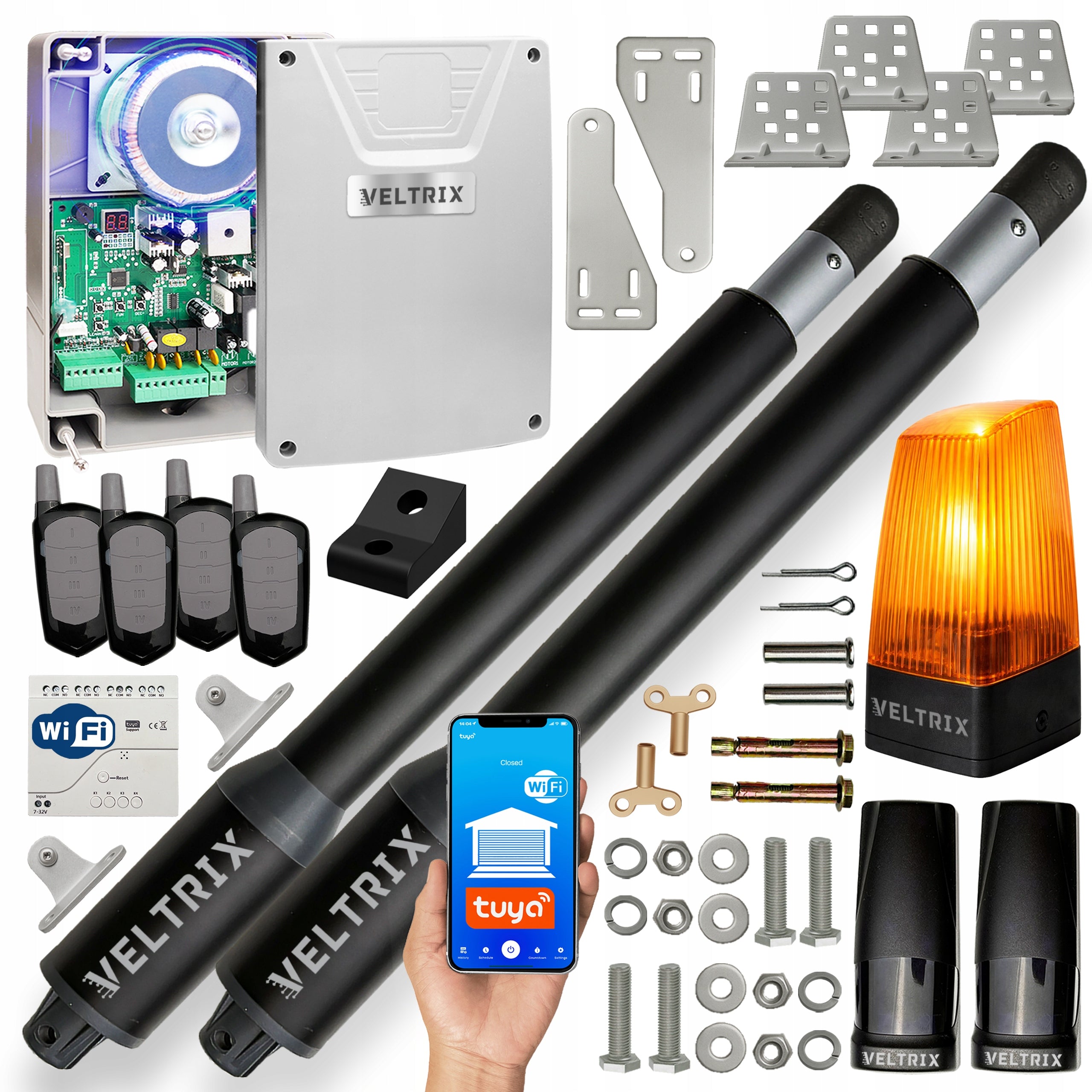 Double-leaf gate drive WIFI SET 2x2m 400kg + 4 remote controls + LED lamp