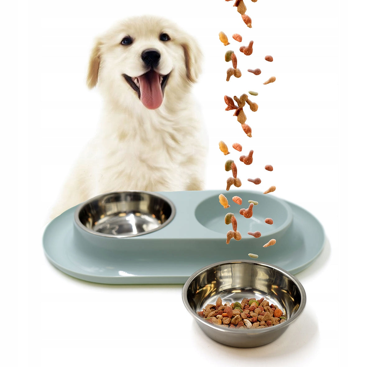 Double metal bowl with stand 0,25l blue
