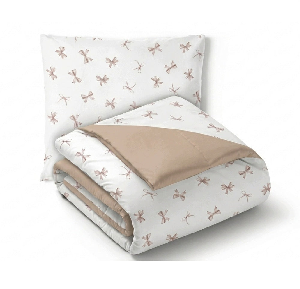 Double-sided bedding 140x200cm, 70x80cm, 140g/m2, cotton 100% Bows Beige M