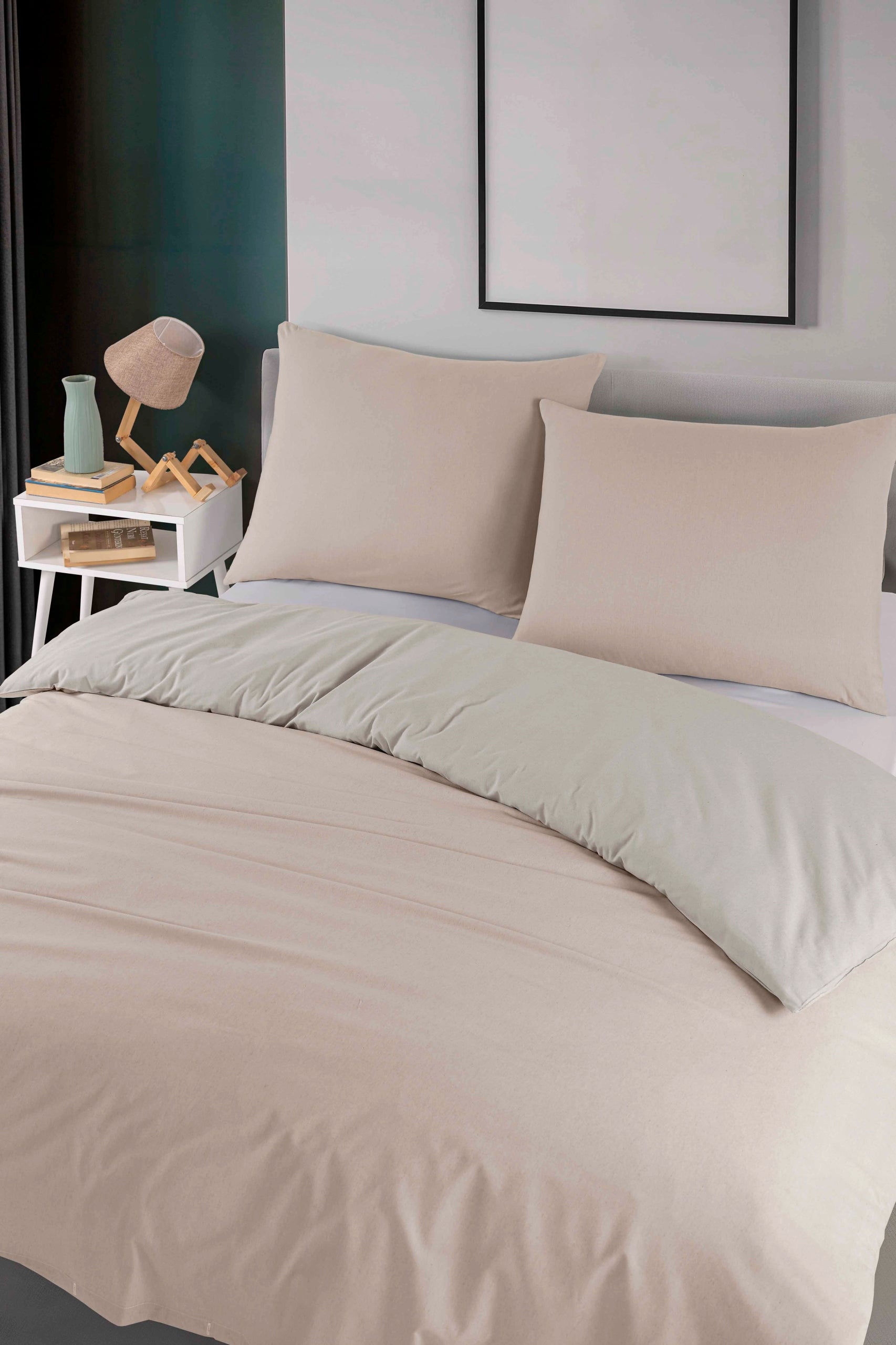 Double-sided bedding set 200x220 pillowcases 70x80 cotton MATRISS beige cream Manufacturer code 4081