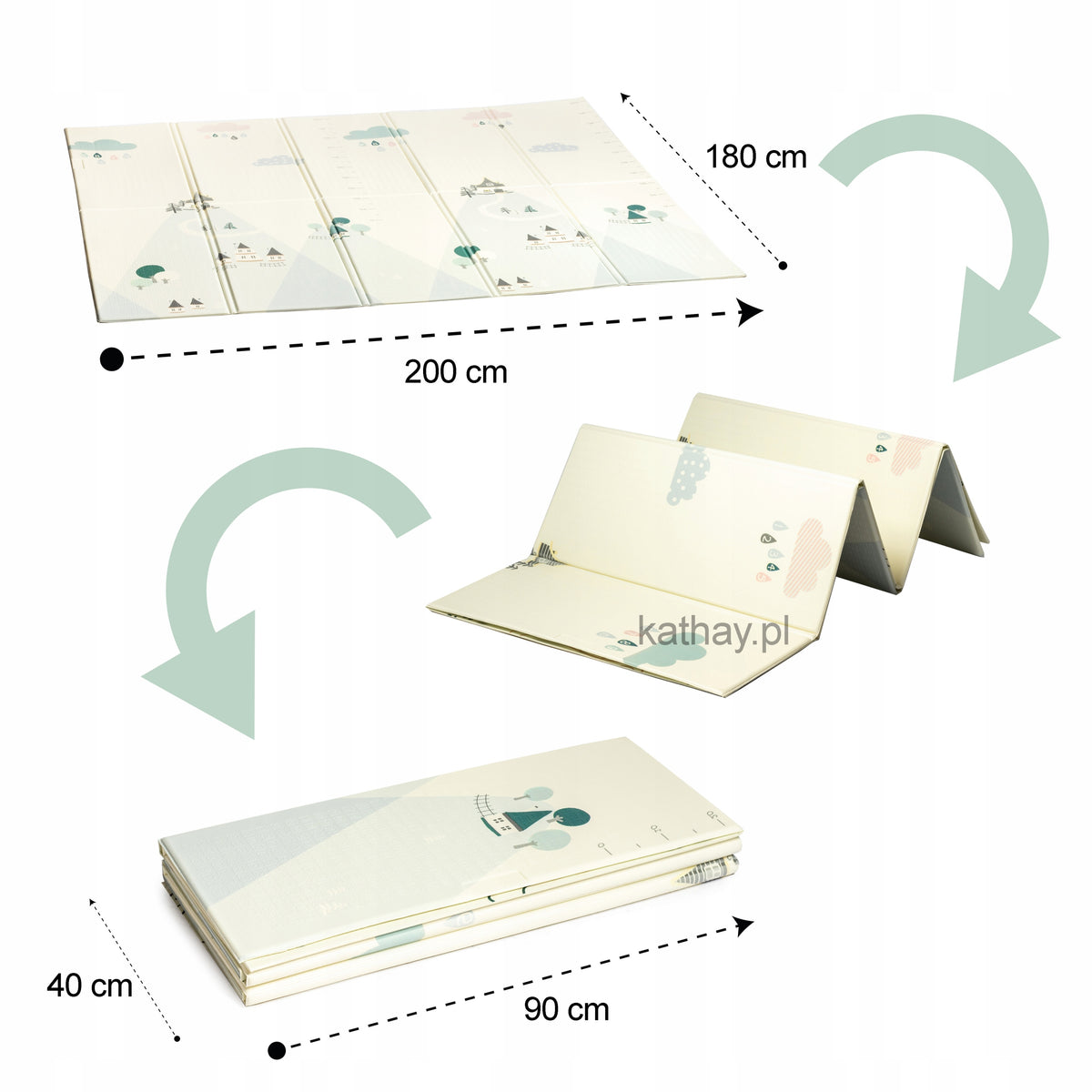 Double-sided educational foam folding mat for children large XXL 180x200 cm Brand Bauerkraft