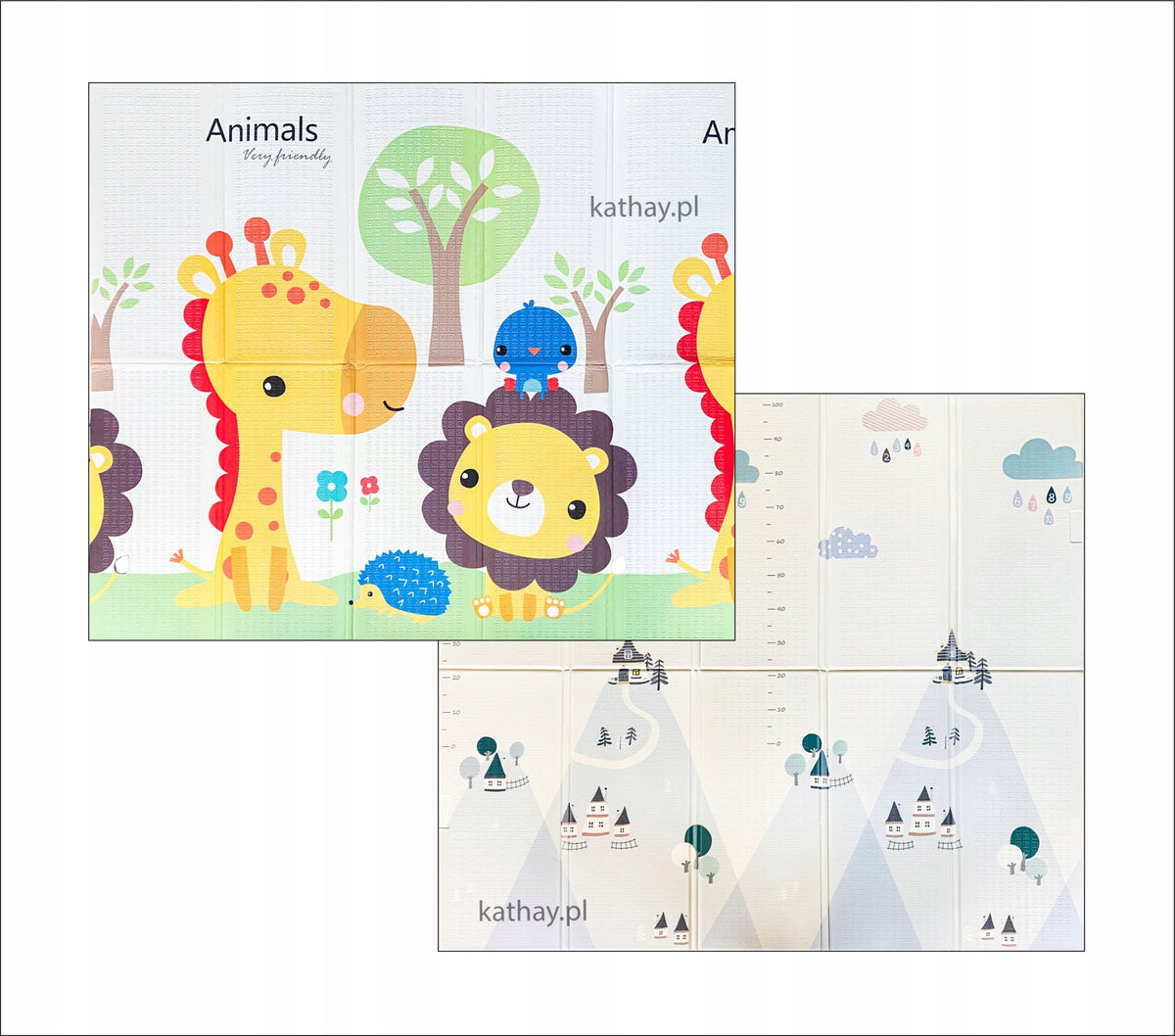 Double-sided educational foam folding mat for children large XXL 180x200 cm Color multicolor