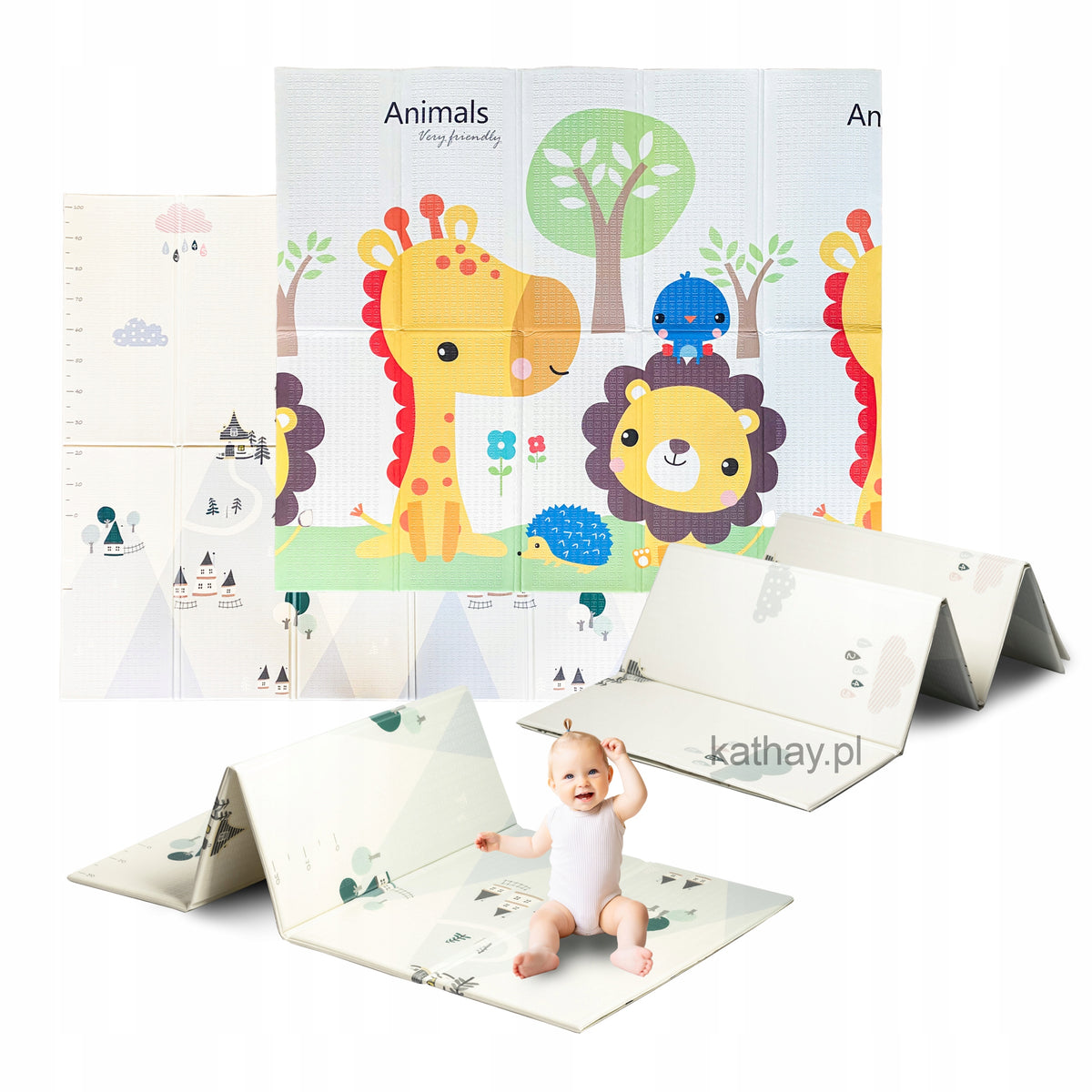 Double-sided educational foam folding mat for children large XXL 180x200 cm