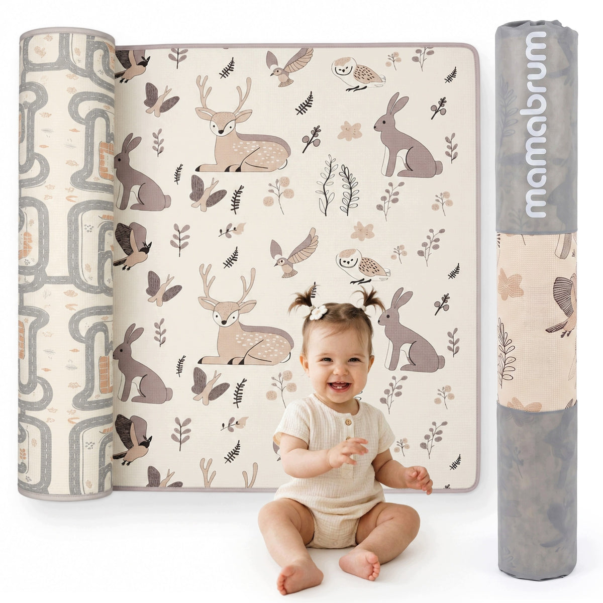 Double-sided foam mat for children – Magic Forest / Autumn Streets
