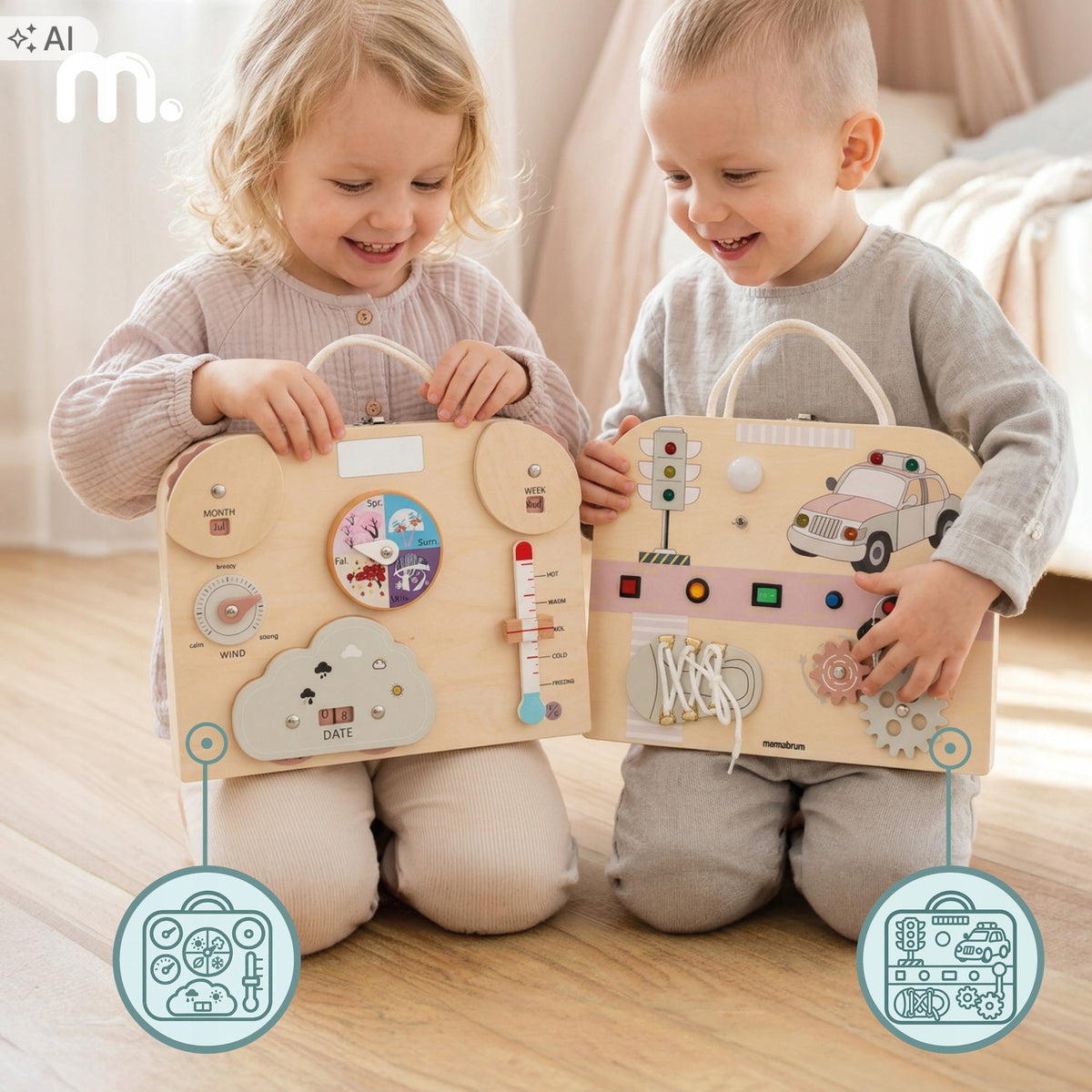 Double-sided manipulation board suitcase traffic weather Mamabrum Packaging status original