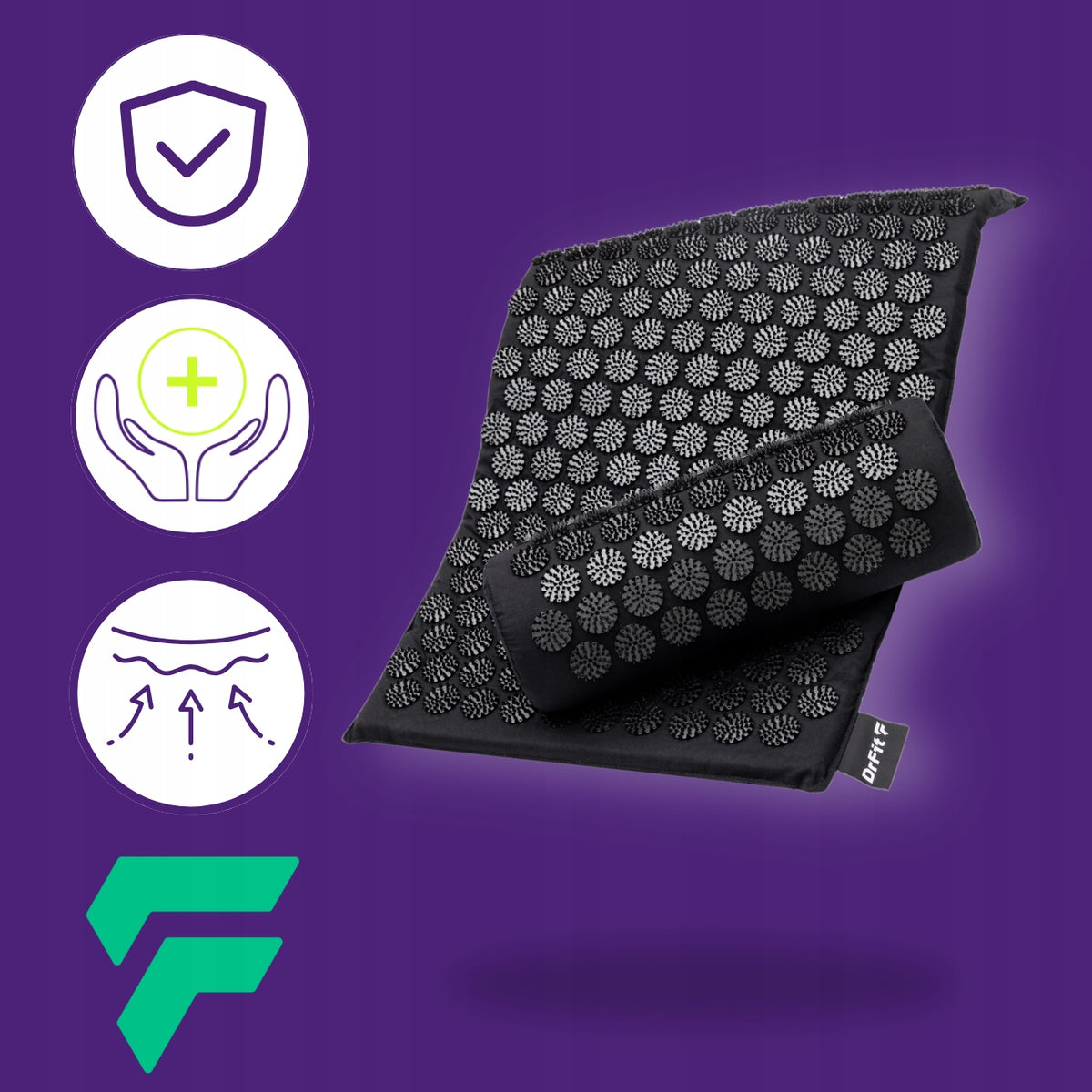 DrFit Set Acupressure Mat with Cushion Spine Massage Relax Health Packaging status original
