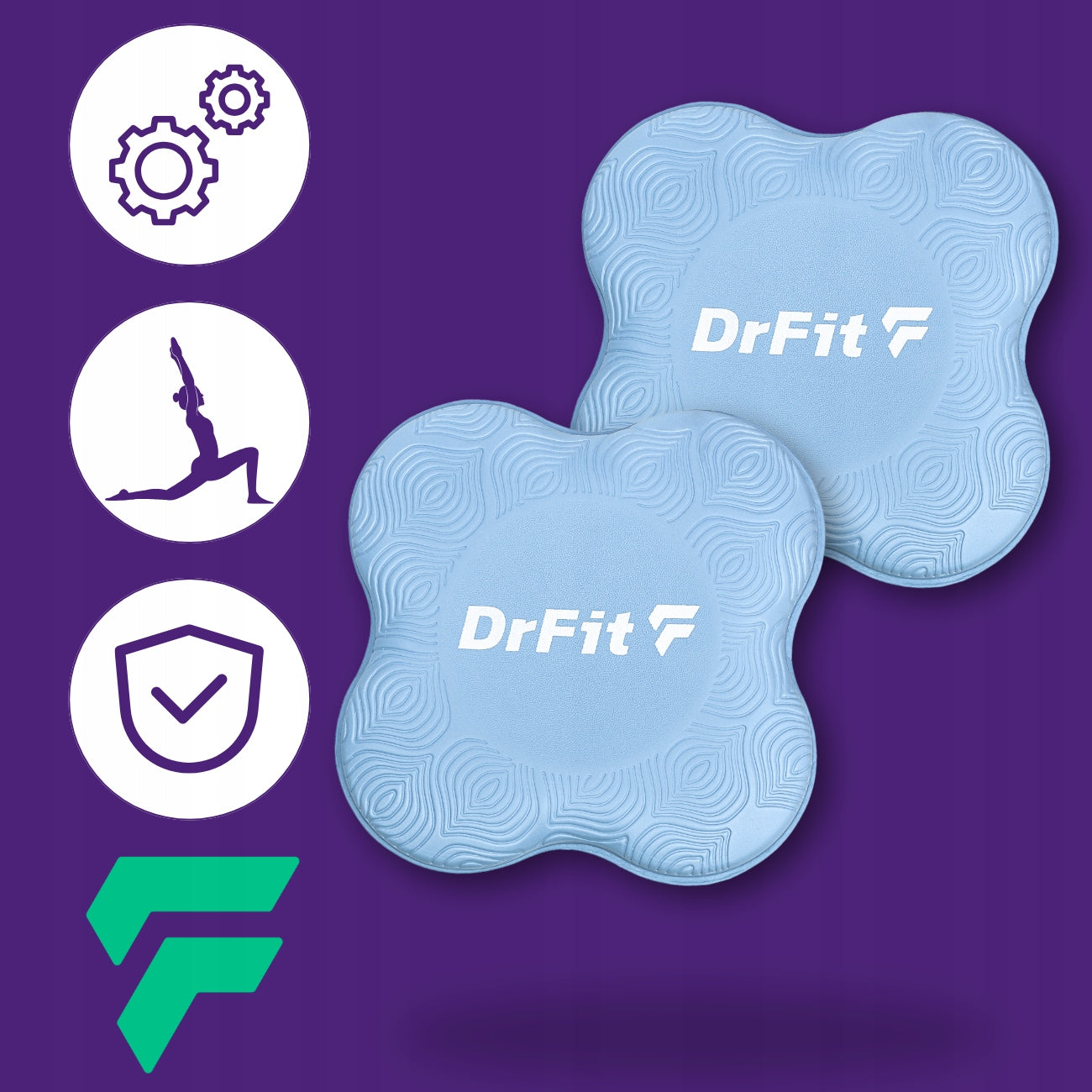 DrFit Yoga pads cushioning for knees, hands, hips blue Packaging status original