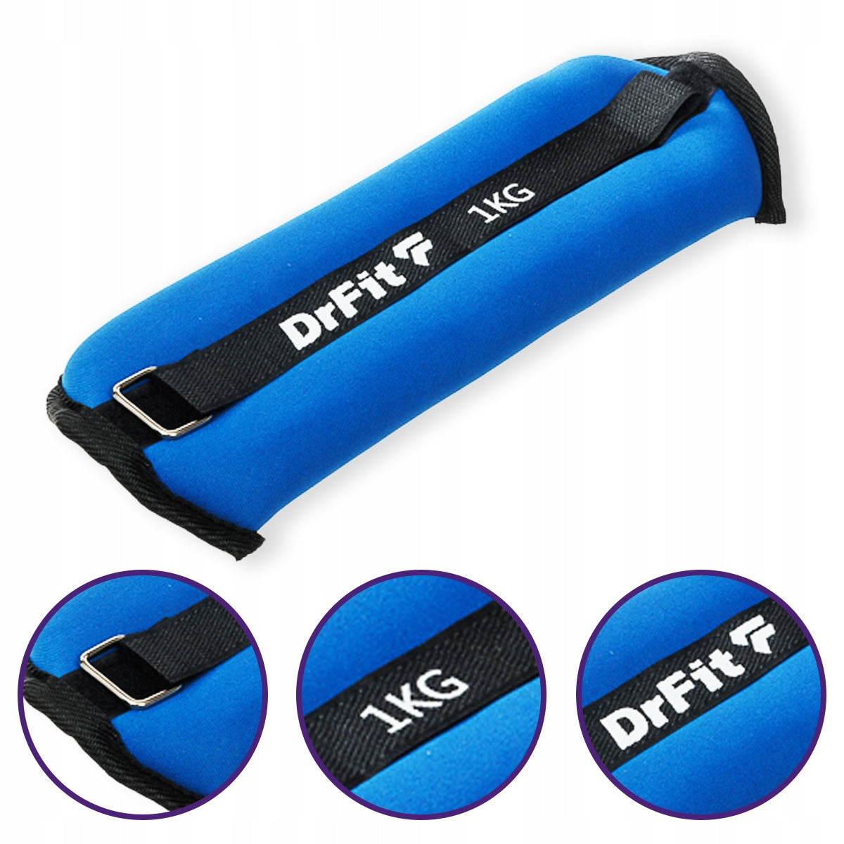 DrFit ankle and wrist weights fitness gym 2x 1kg blue Manufacturer code CIĘŻARKI NA KOSTKI NADGARSTKI 2X1KG BLUE