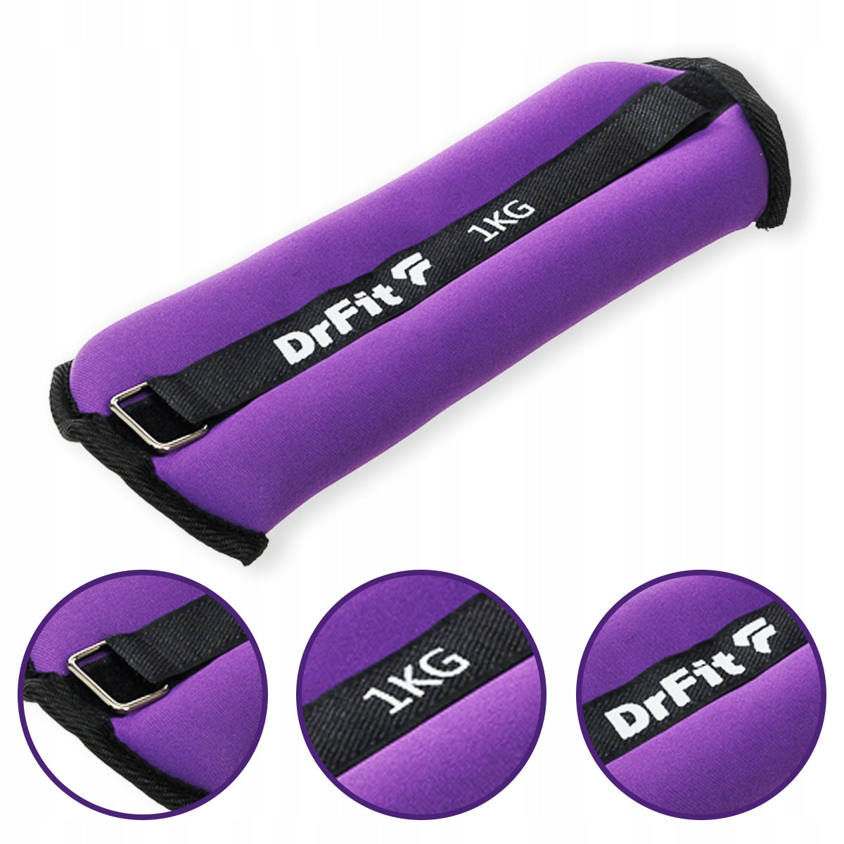DrFit ankle and wrist weights fitness gym 2x 1kg purple Manufacturer code CIĘŻARKI NA KOSTKI NADGARSTKI 2X1KG FIOLET