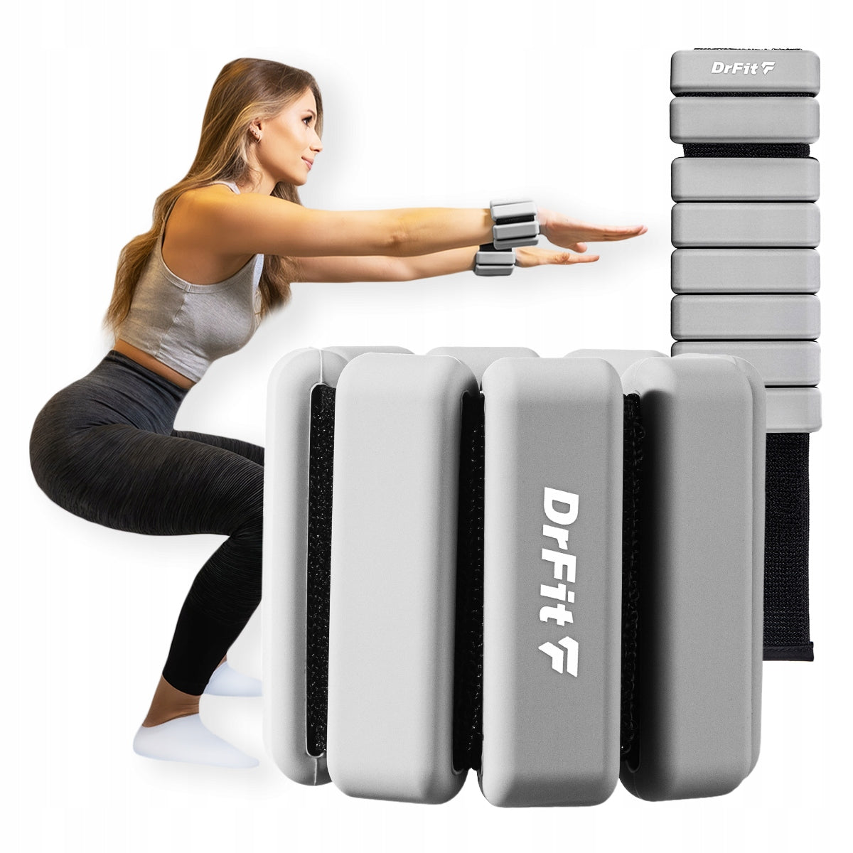 DrFit silicone ankle weights wrist adjustment 2x 0,45kg grey