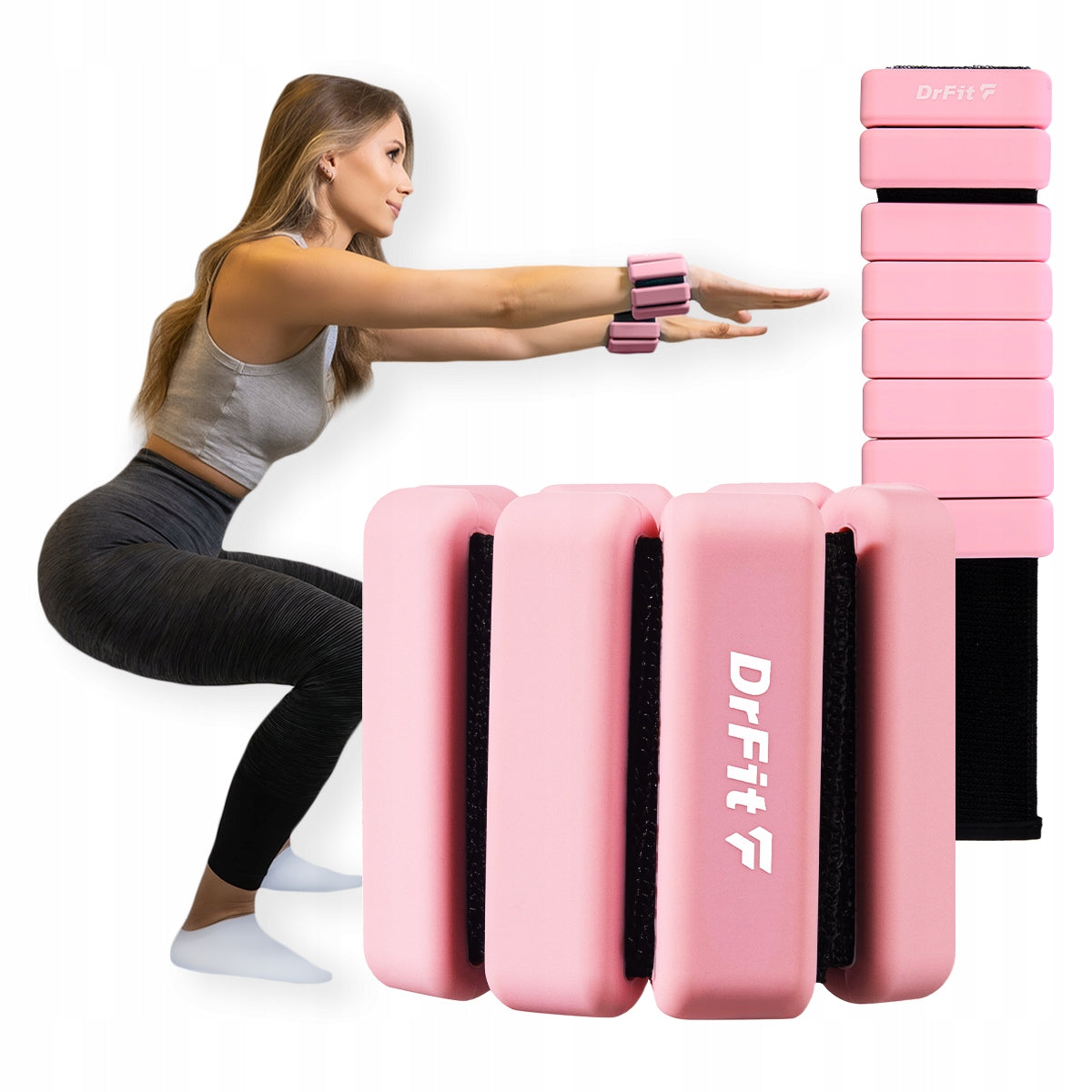 DrFit silicone ankle weights wrist adjustment 2x 0,45kg pink