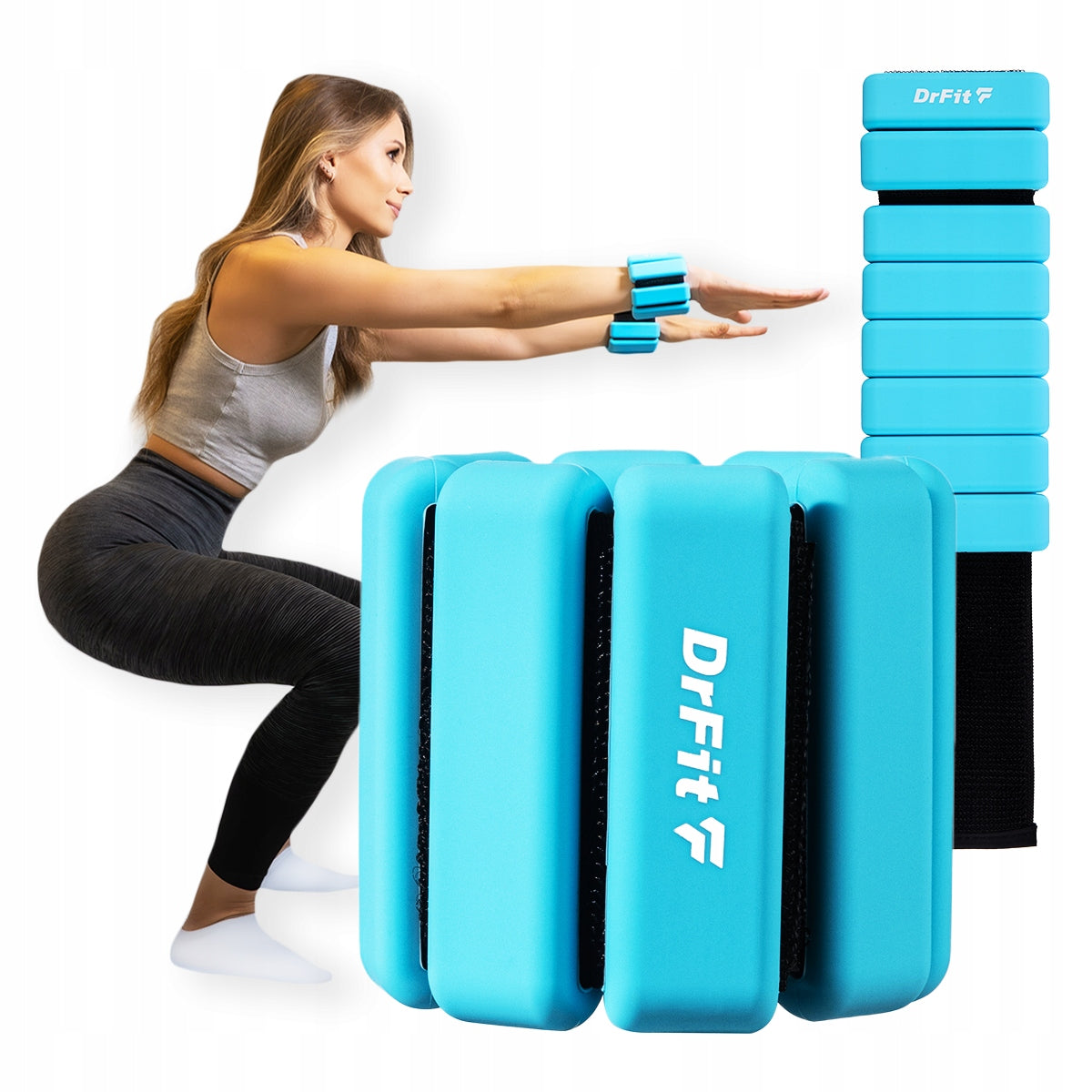 DrFit silicone wrist ankle weights adjustment 2x 0,45kg blue