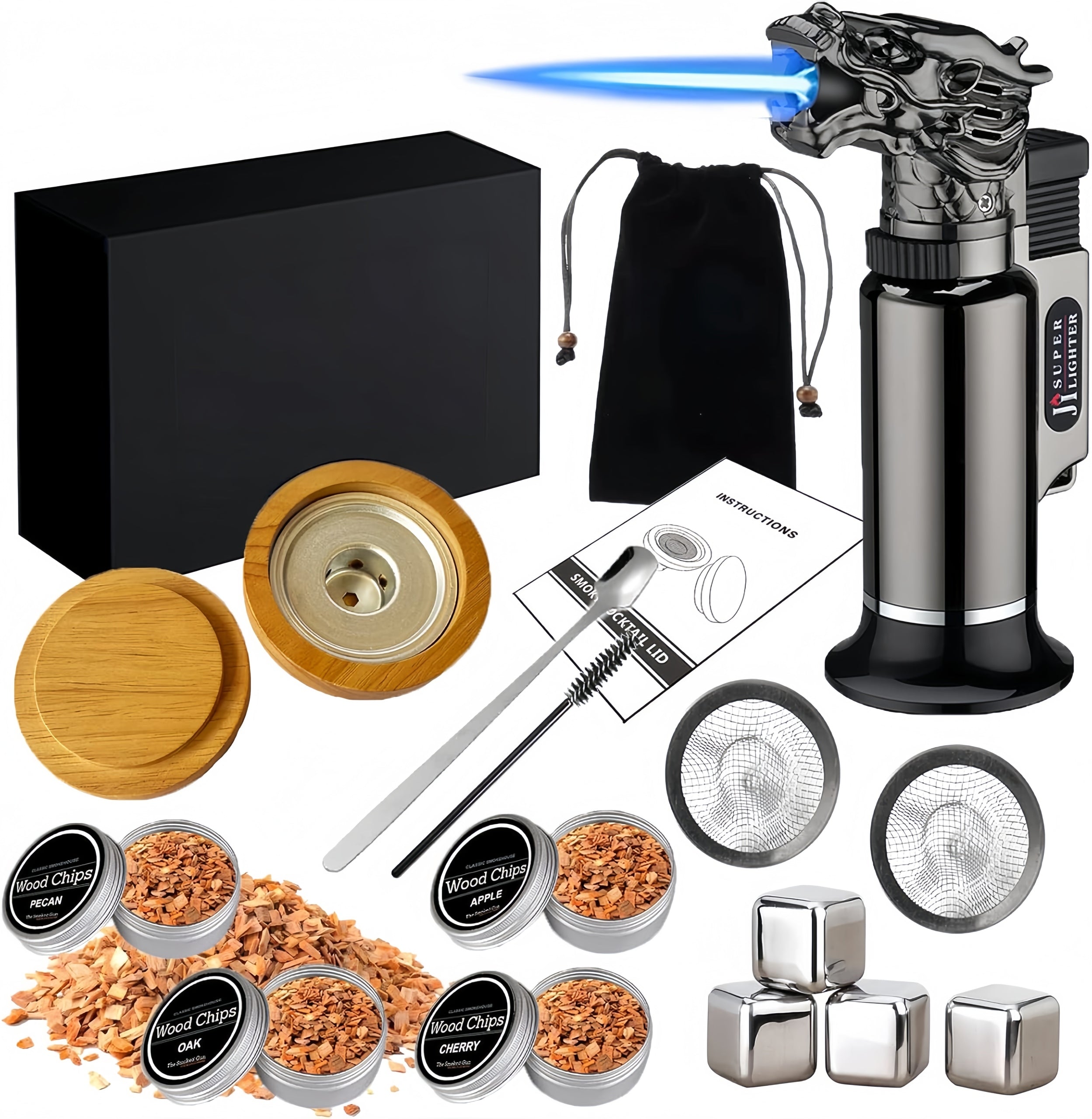 Dragoner Whiskey Smoking Set with Tools, for Drinks, Bartending XXL