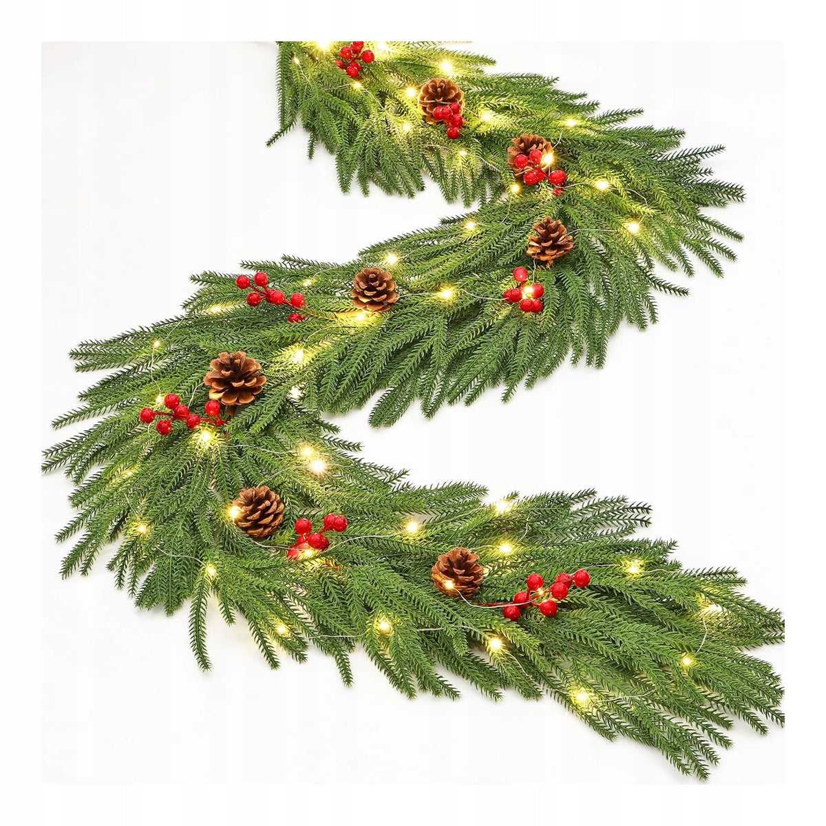 Dremisland girlanda świąteczna z oświetleniem LED 180 cm jodłowa sosnowa