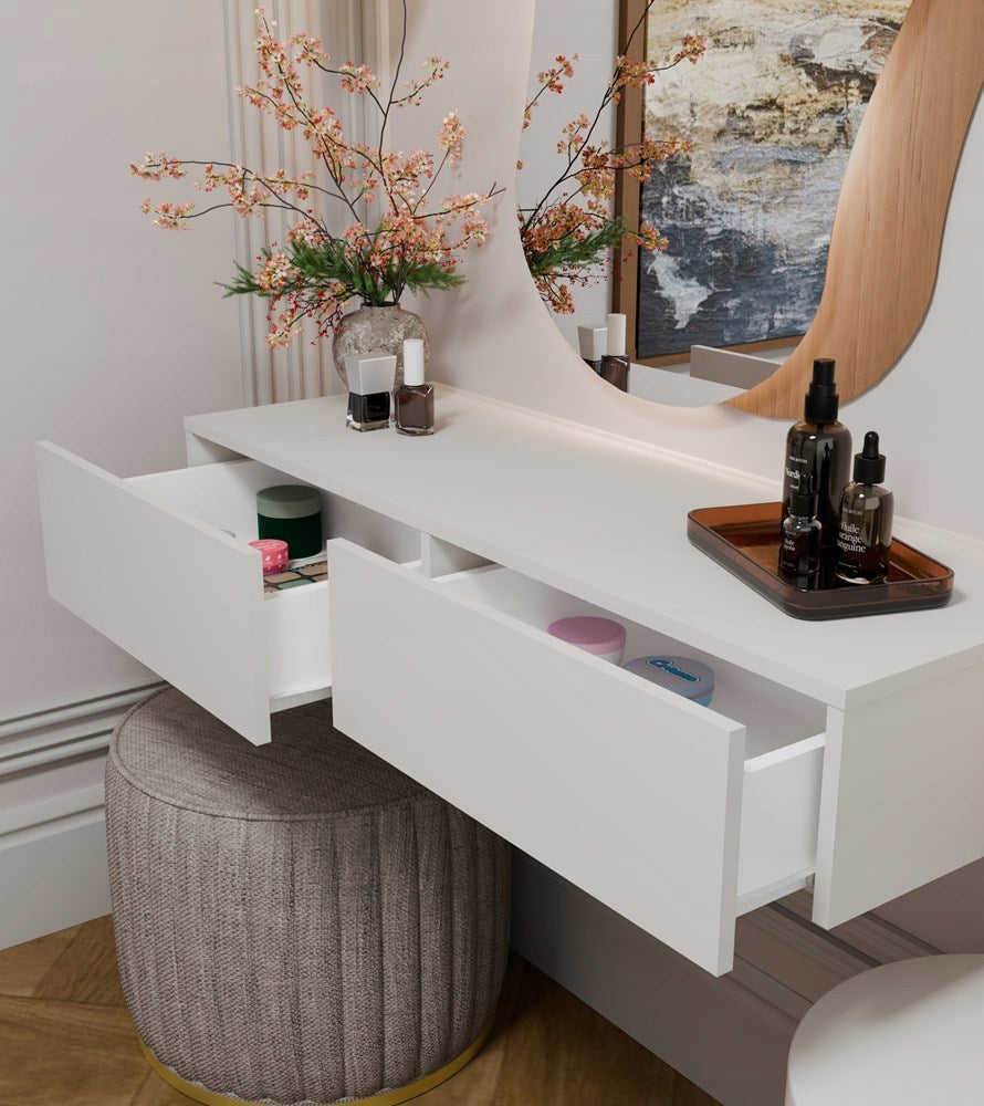 Dressing Table Cosmetic Hanging MIKA 110 Cm 2 Drawers For Bedroom CASHMERE Beige Furniture width 110 cm
