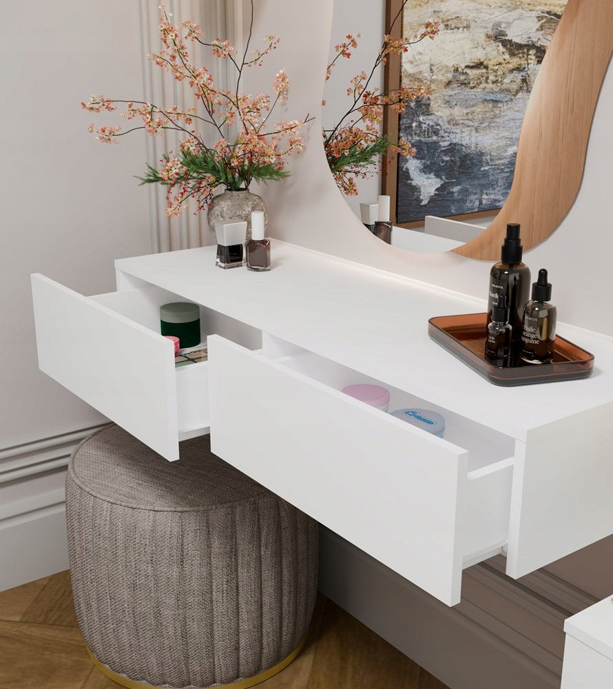Dressing Table Cosmetic Hanging MIKA 110 cm 2 Drawers For Bedroom WHITE, , M- Furniture depth 40 cm