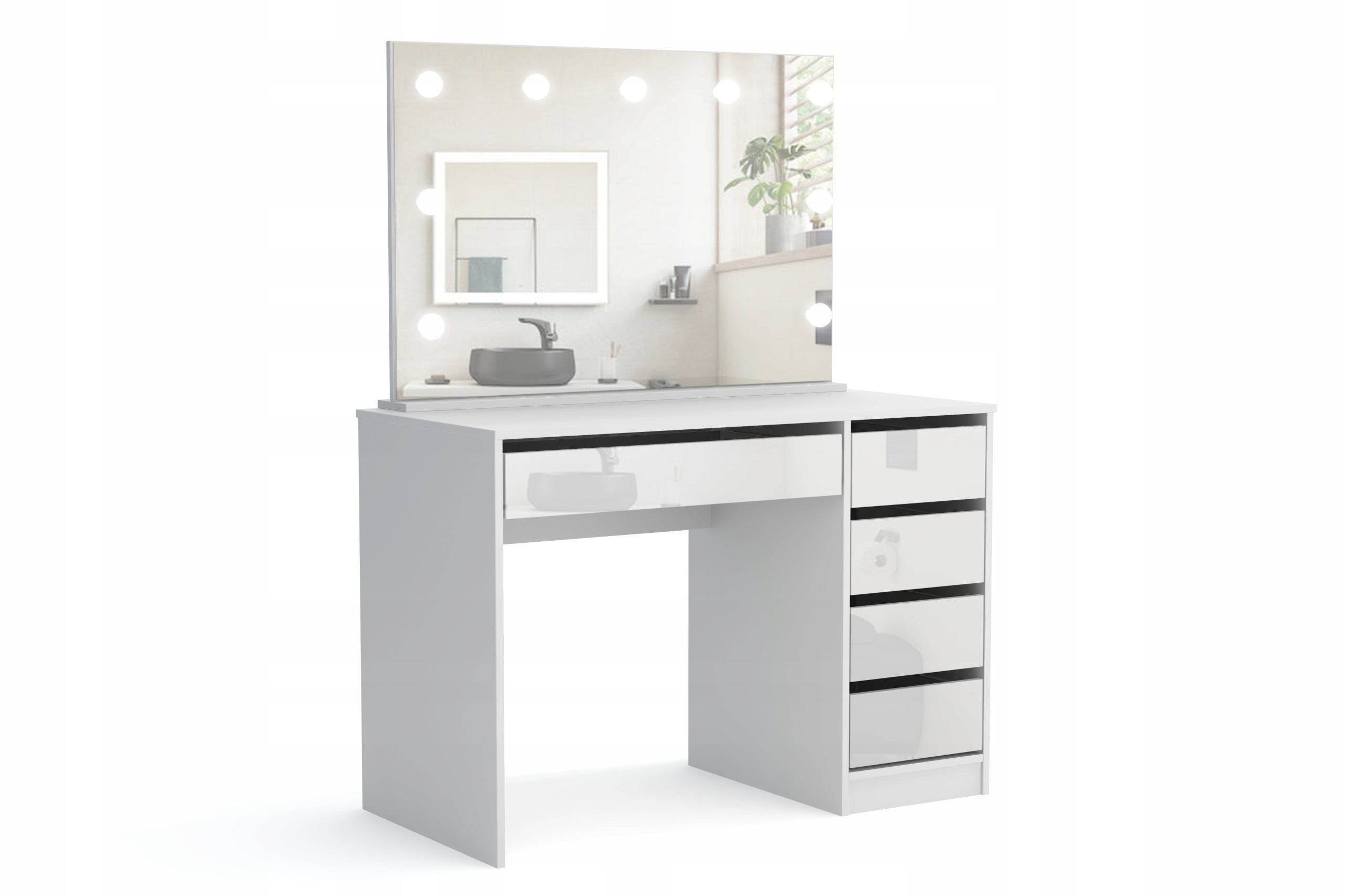 Dressing Table Max 120 cm white gloss with mirror