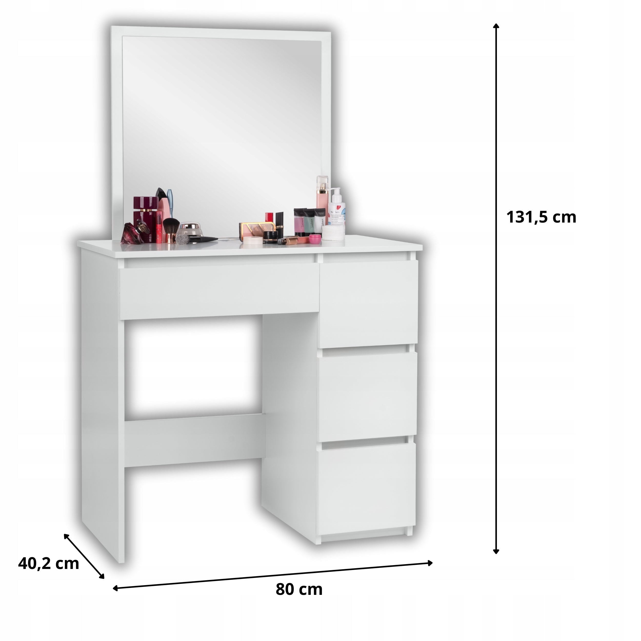 Dressing Table cosmetic with large mirror for makeup white FUNFIT Furniture color white