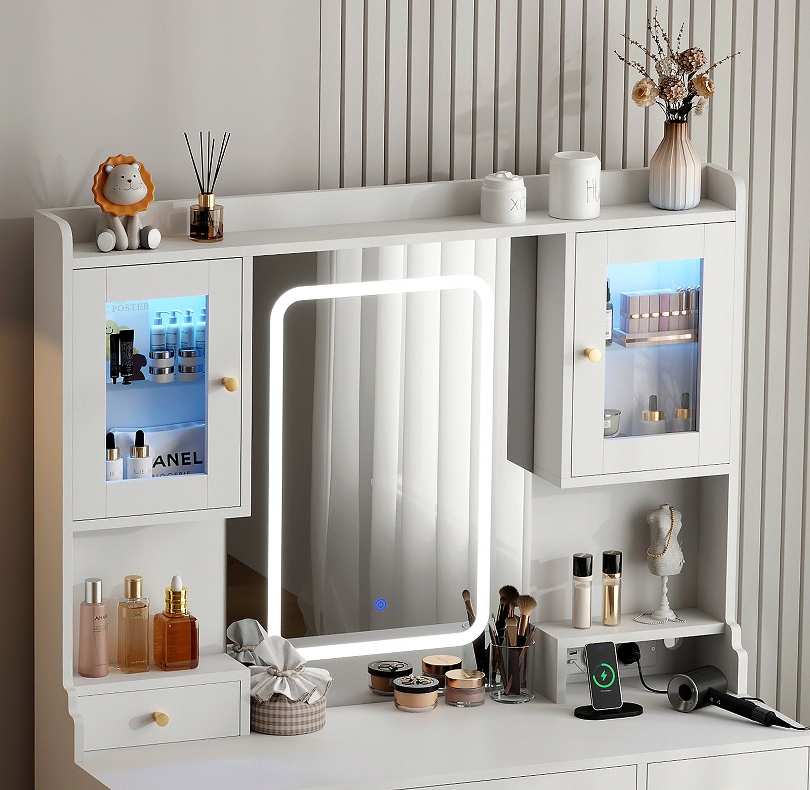 Dressing Table with LED mirror with cosmetic cabinet with makeup lighting EAN (GTIN) 5907653837562