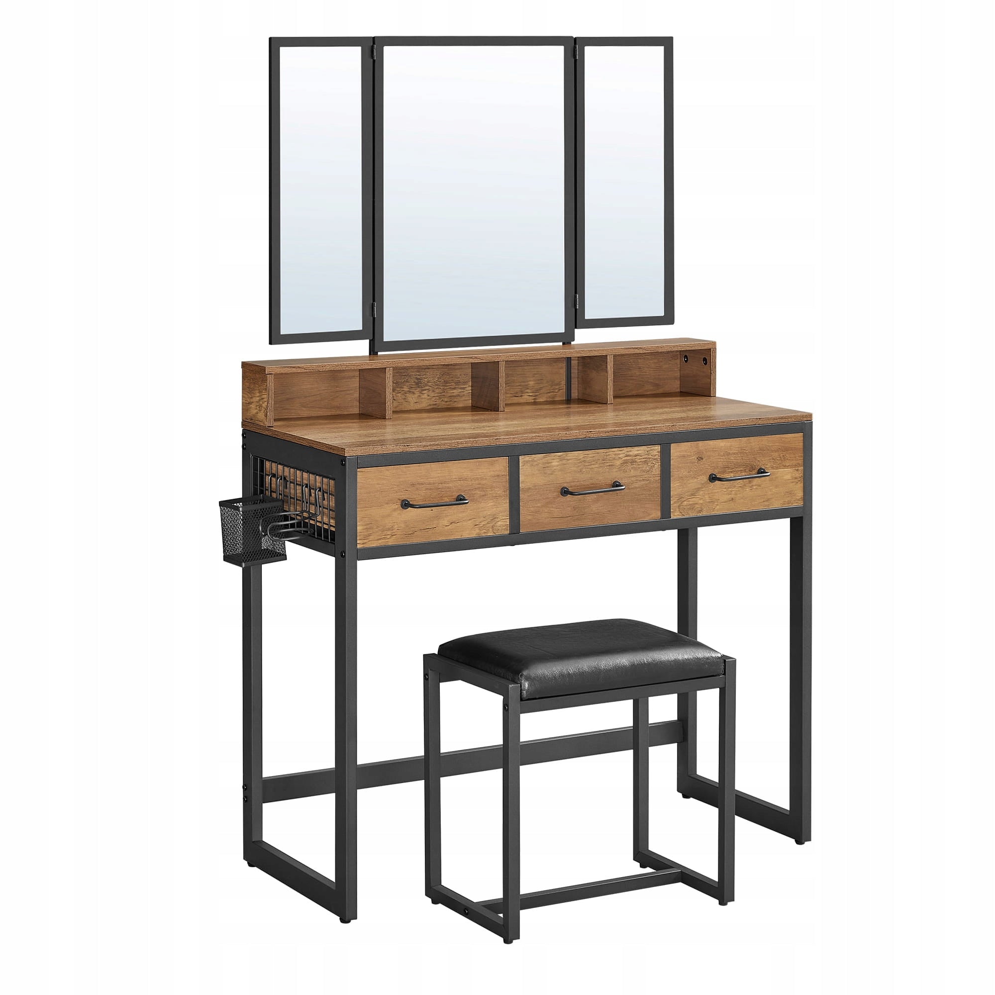 Dressing Table with Mirror Chair Leather Rustic Bronze LOFT 4X Shelf 3X Drawer Manufacturer code BN0102
