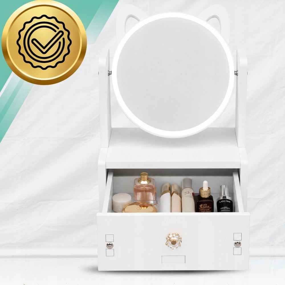 Dressing Table with Mirror Organizer for Cosmetics for Children and Adults White 27x1 Brand no brand