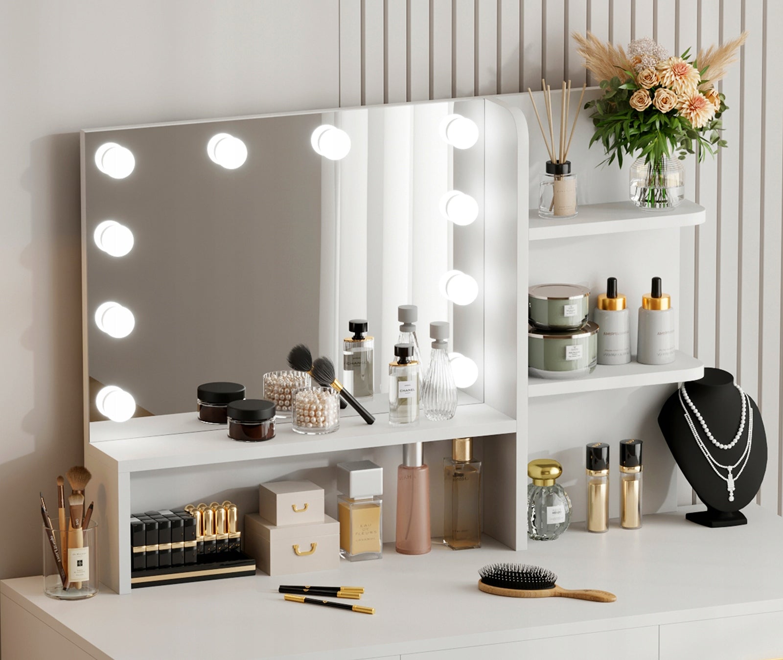 Dressing Table with lighting cosmetic white with mirror LED makeup Brand no brand