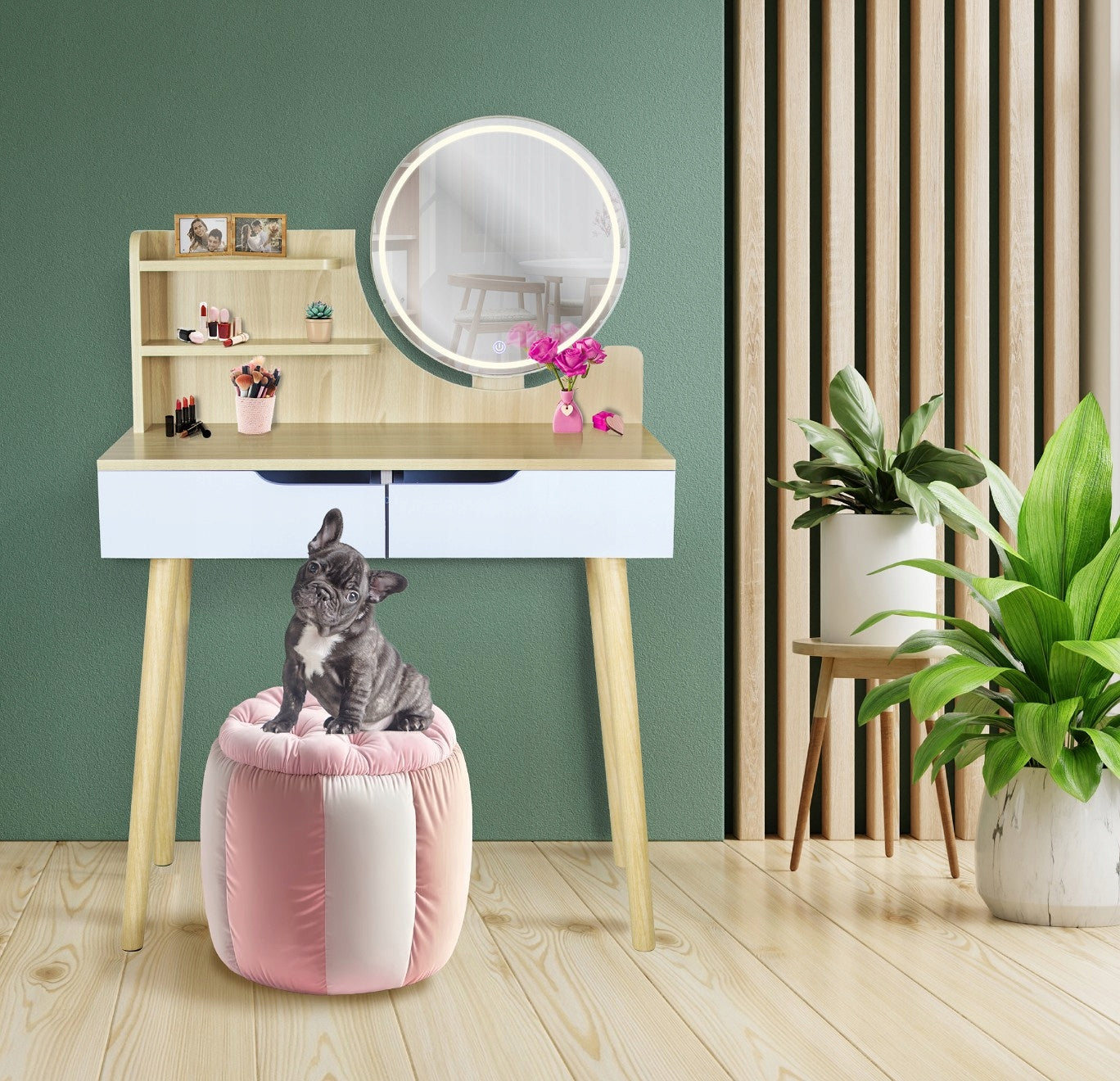 Dressing Table with mirror LED cosmetic Scandinavian SCANDI Brand Jumi