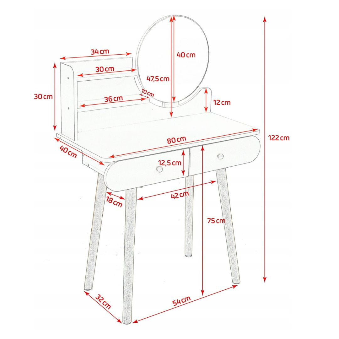 Dressing Table with mirror SCANDI cosmetic Scandinavian Material MDF board