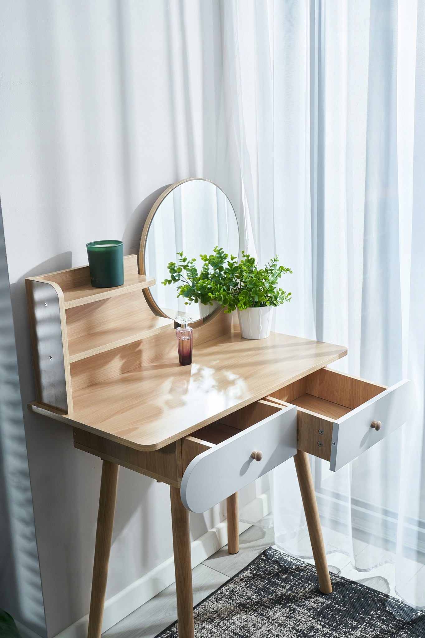 Dressing Table with mirror SCANDI cosmetic Scandinavian WHITE for makeup LOFT Furniture depth 40 cm