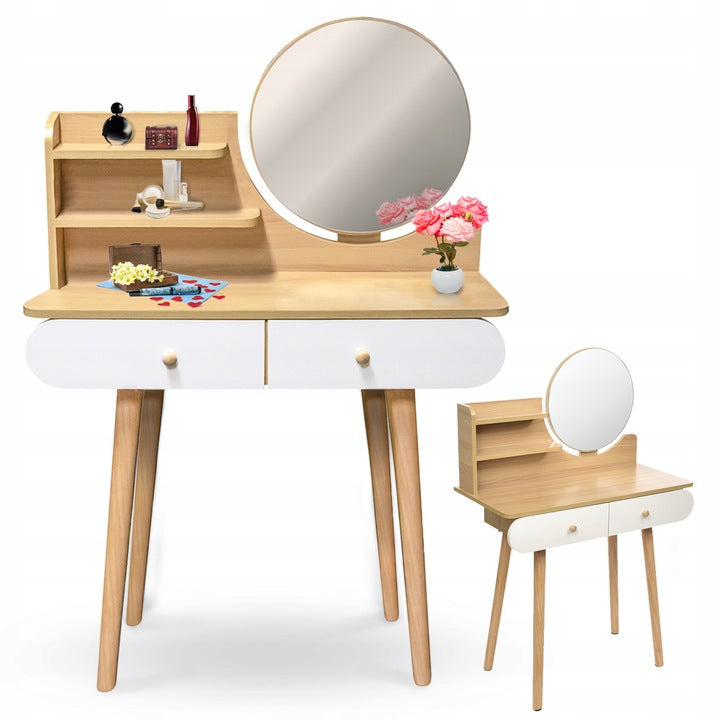 Dressing Table with mirror SCANDI cosmetic Scandinavian WHITE for makeup LOFT