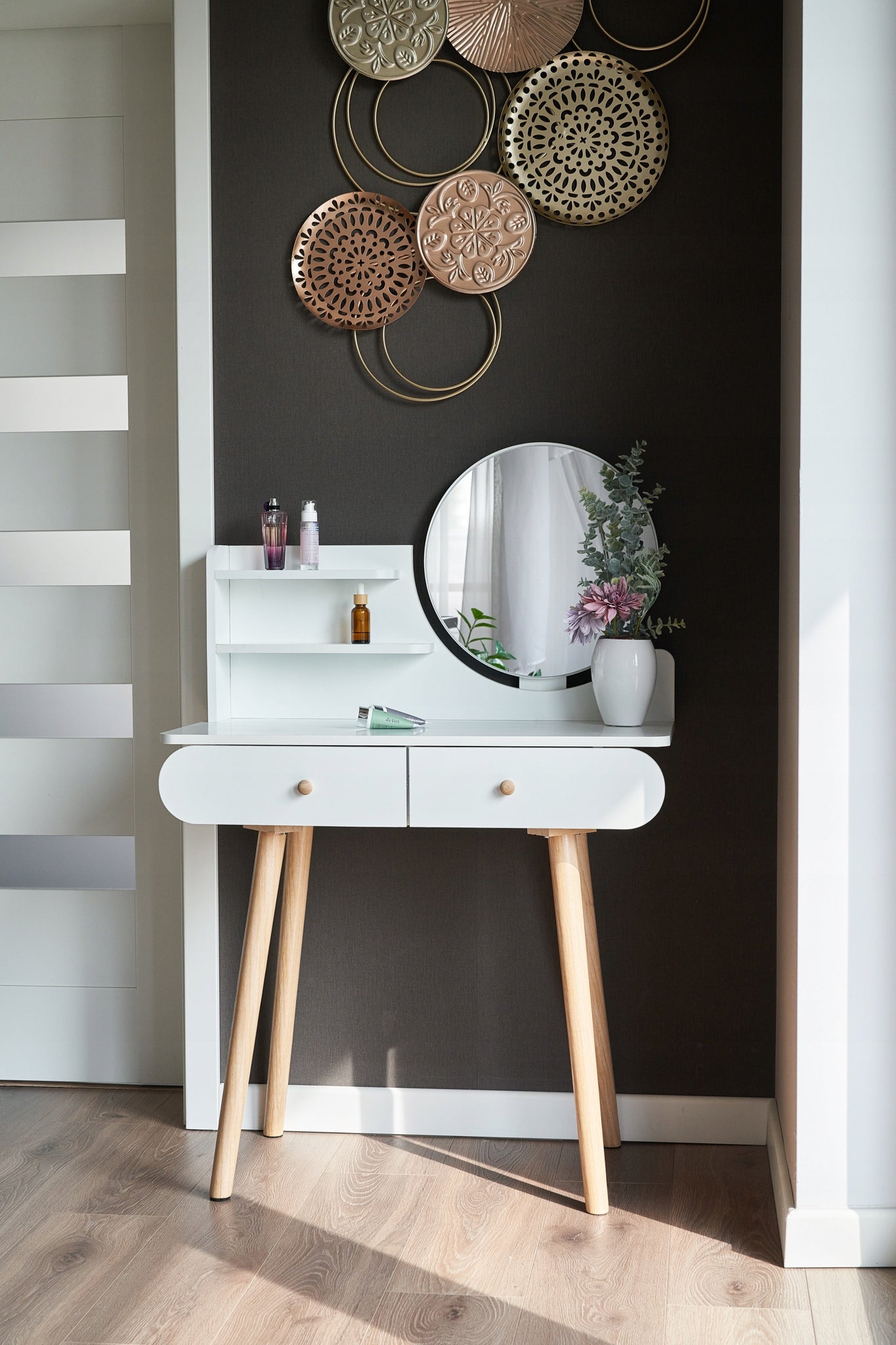 Dressing Table with mirror SCANDI cosmetic Scandinavian white Manufacturer code CM-891920