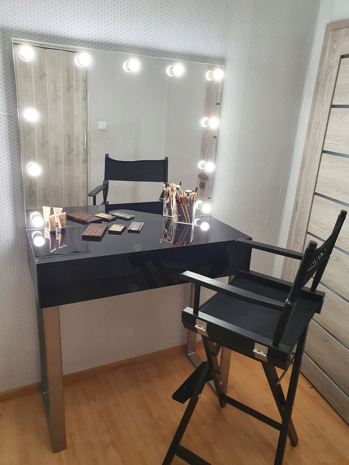 Dressing table AMI 100 SILVER - Piano Black - Gloss, makeup, make-up