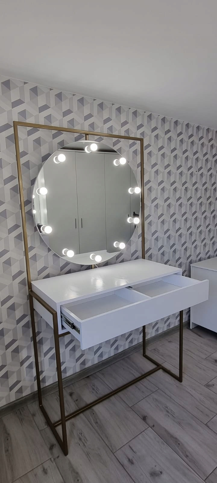 Dressing table Hollywood GOLD 100 for makeup, makeup, make-up Color gold