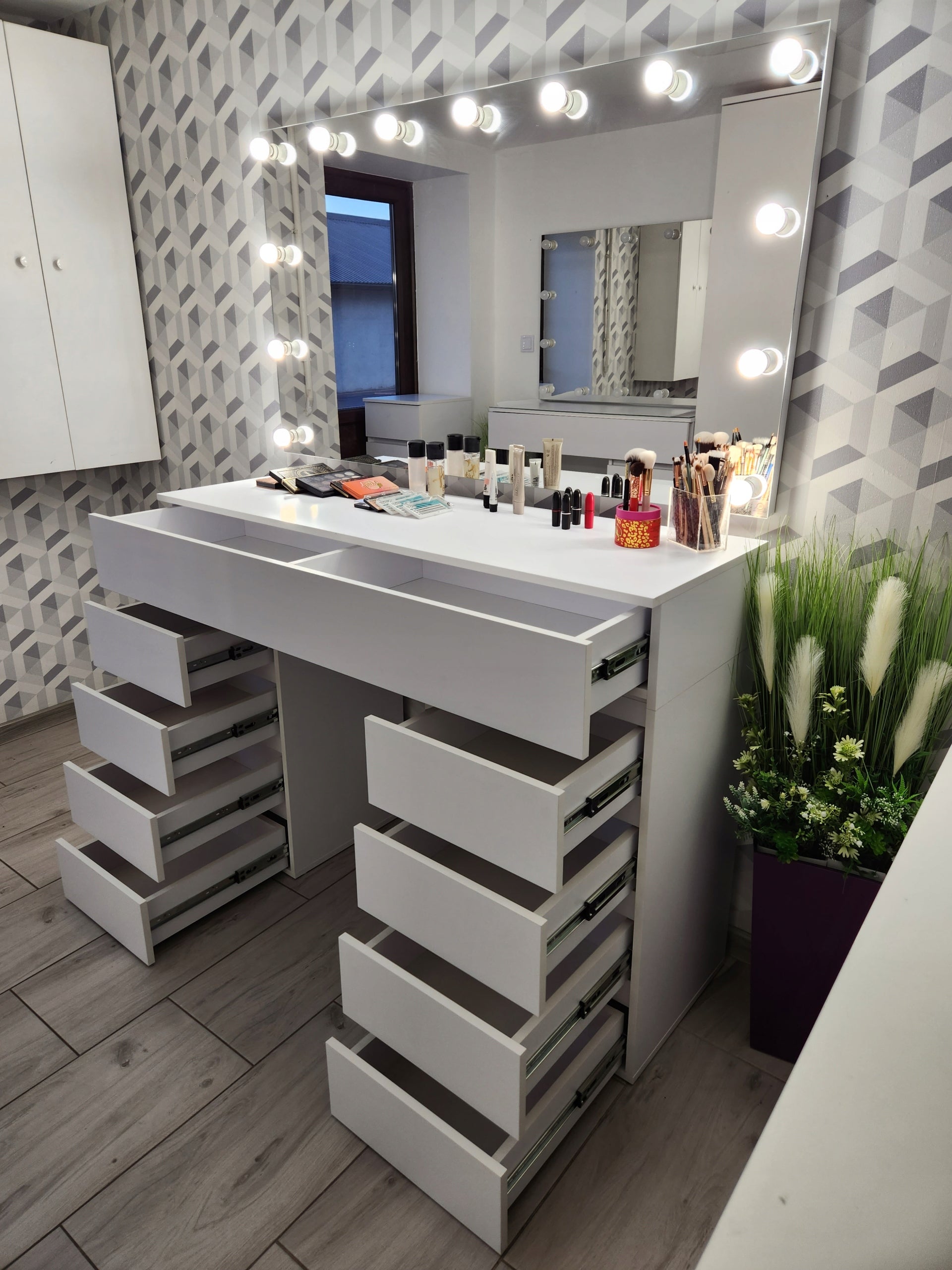 Dressing table KARO 2 140 - FOR MAKE-UP, MAKE-UP, MAKE UP Color white
