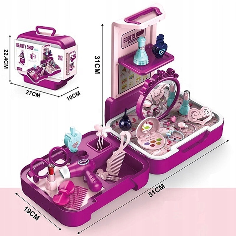 Dressing table for girls suitcase 3in1 pretend cosmetics accessories mirror Brand Stator