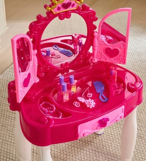 Dressing table for girls three-sided mirror with lights and sounds stool Packaging status original